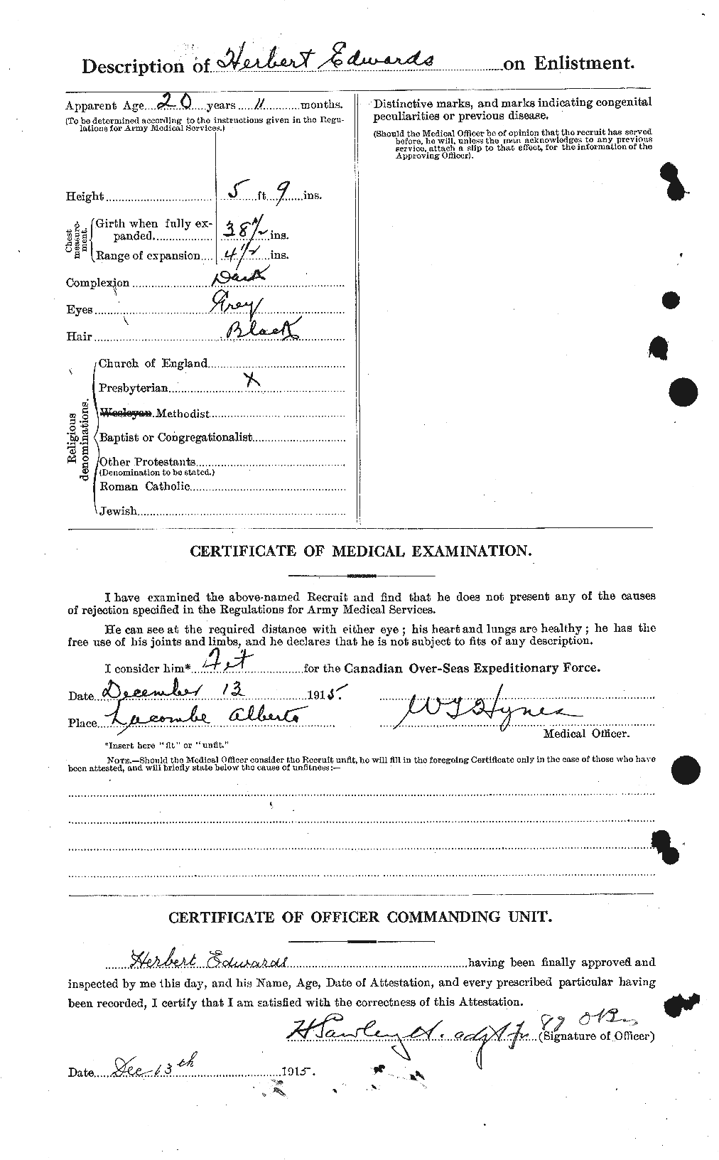 Personnel Records of the First World War - CEF 309768b