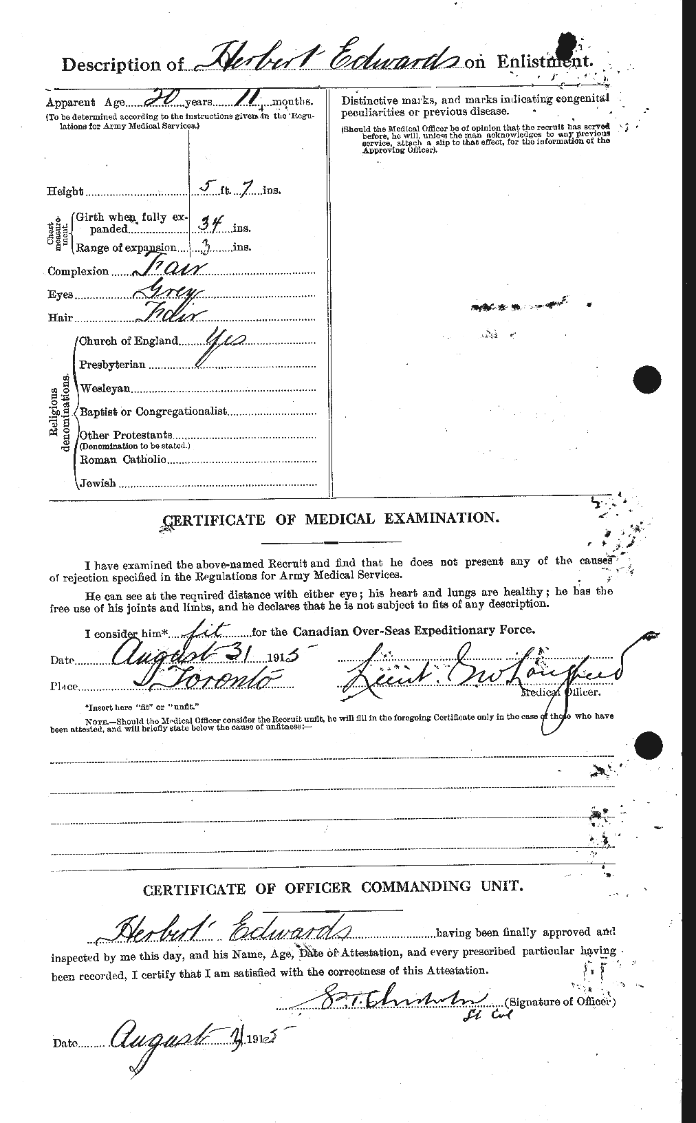 Personnel Records of the First World War - CEF 309769b