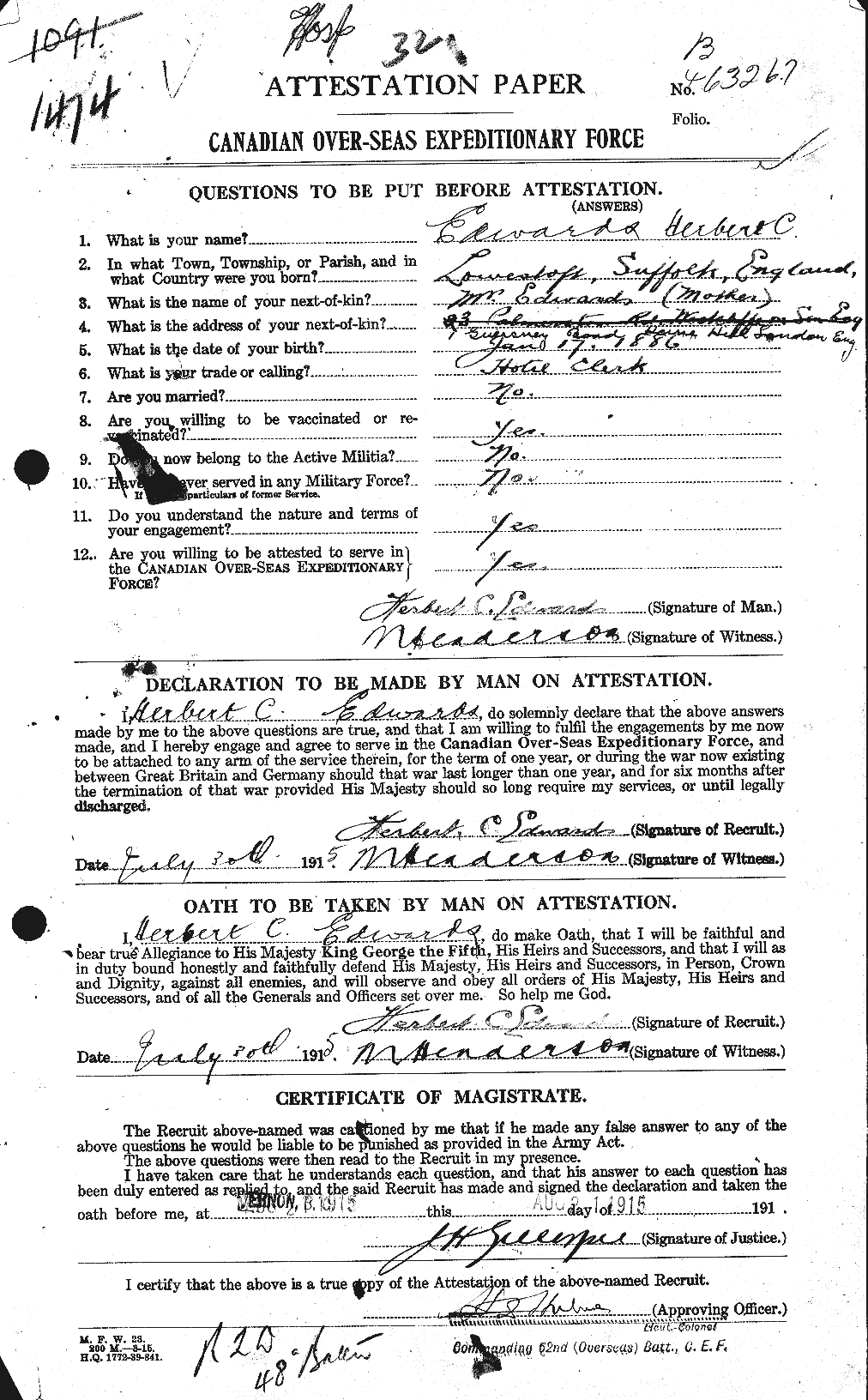 Personnel Records of the First World War - CEF 309772a
