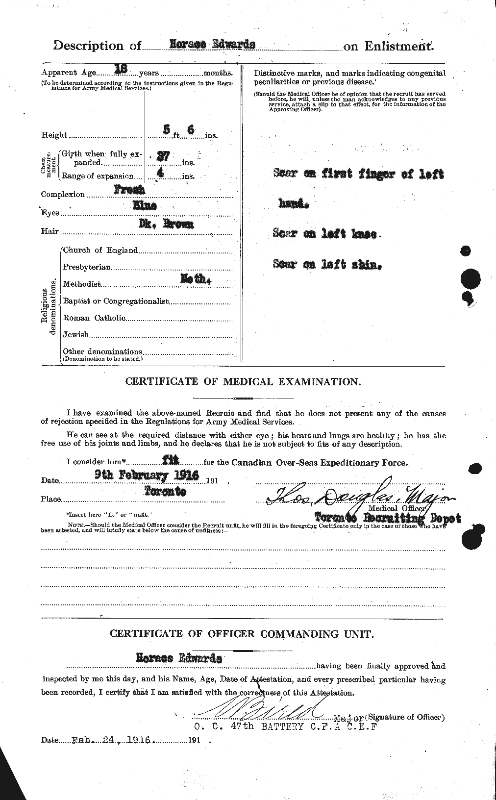 Dossiers du Personnel de la Première Guerre mondiale - CEC 309785b