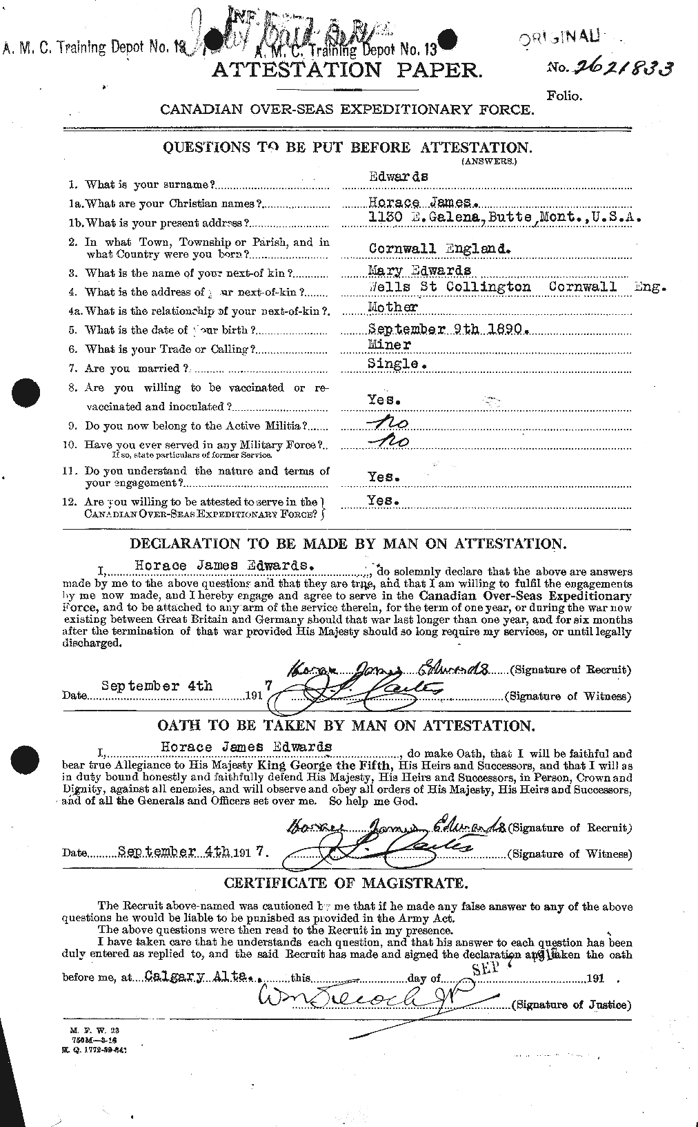 Personnel Records of the First World War - CEF 309786a