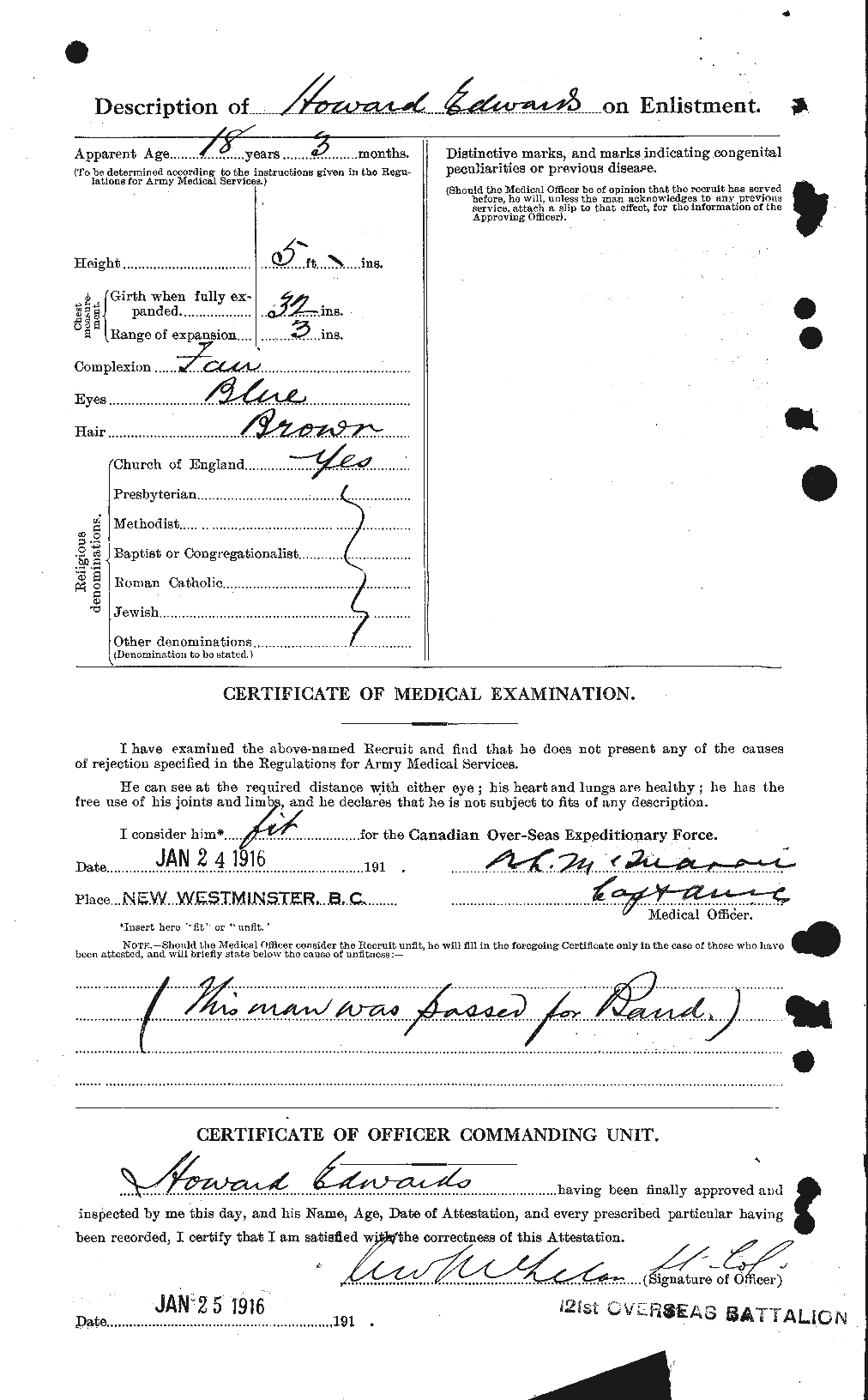 Personnel Records of the First World War - CEF 309789b