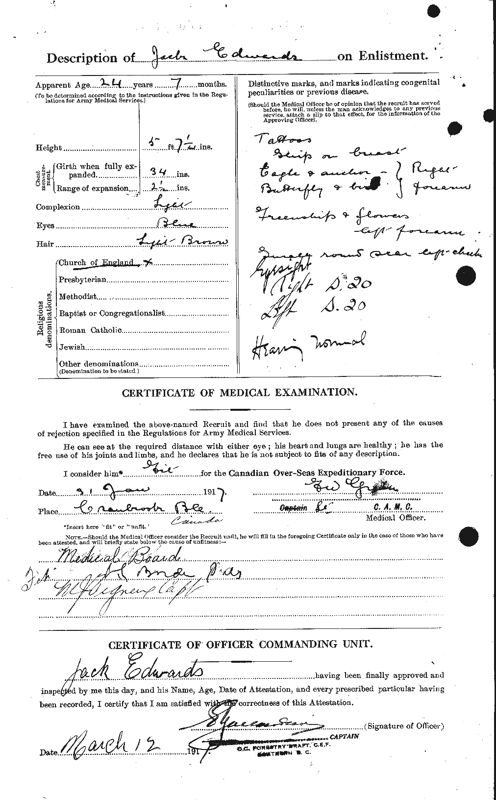 Personnel Records of the First World War - CEF 309799b