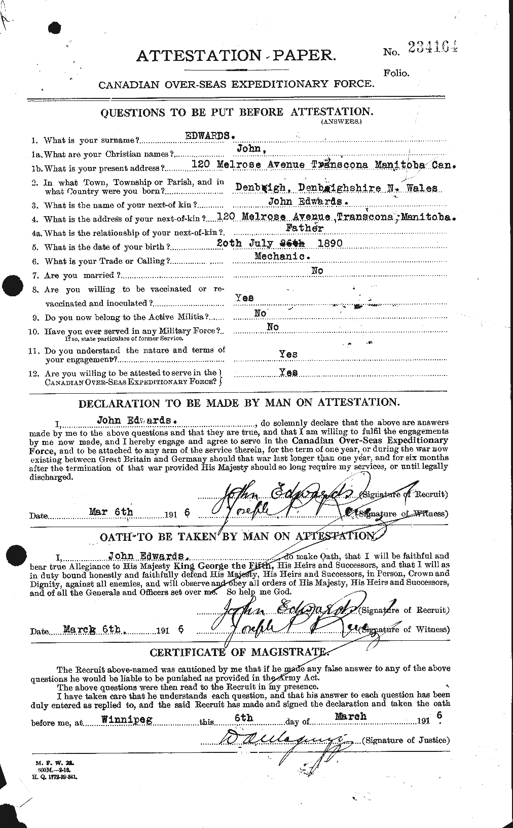 Personnel Records of the First World War - CEF 309836a