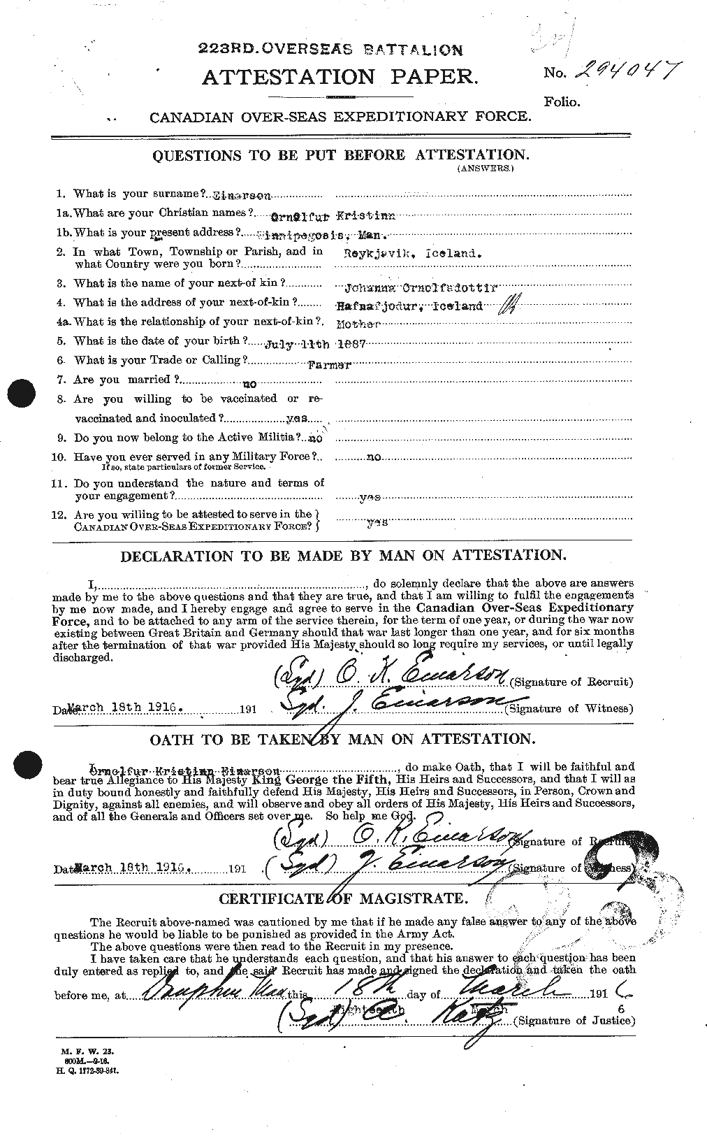 Personnel Records of the First World War - CEF 310065a