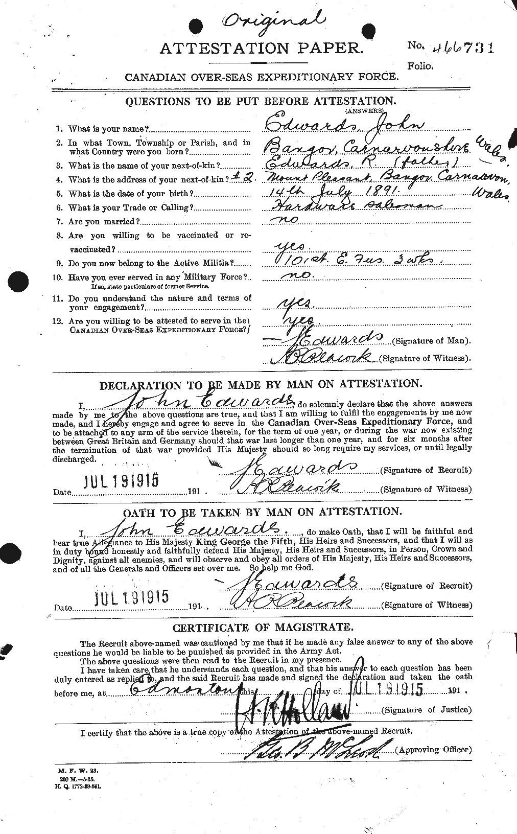 Personnel Records of the First World War - CEF 310108a