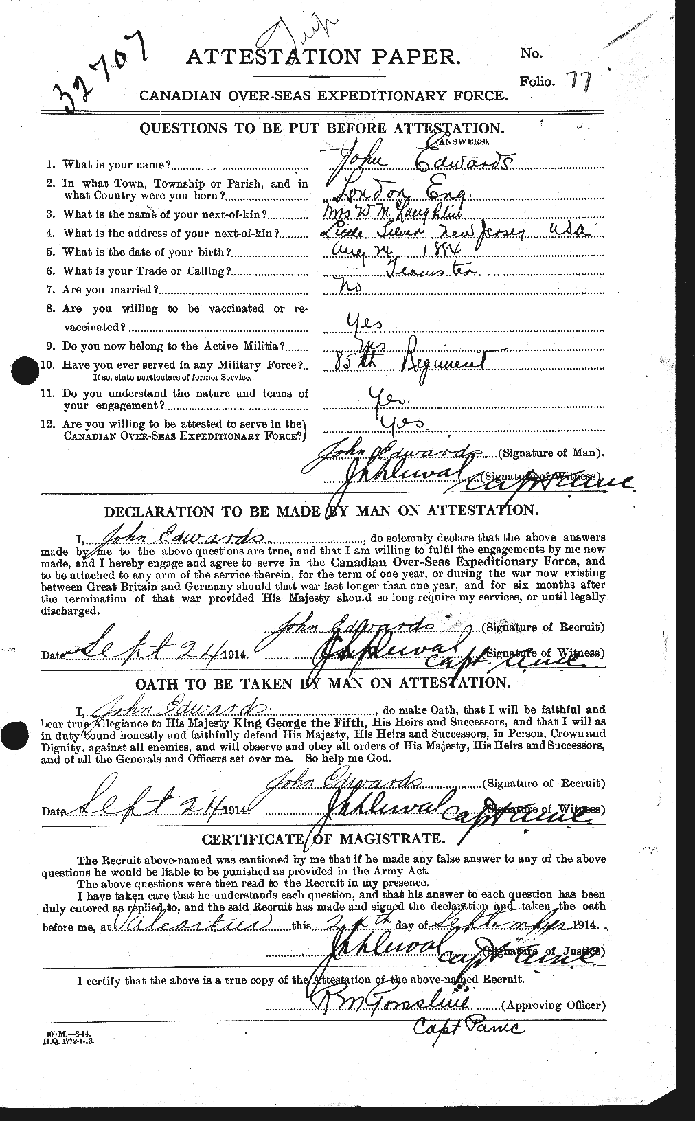 Personnel Records of the First World War - CEF 310109a