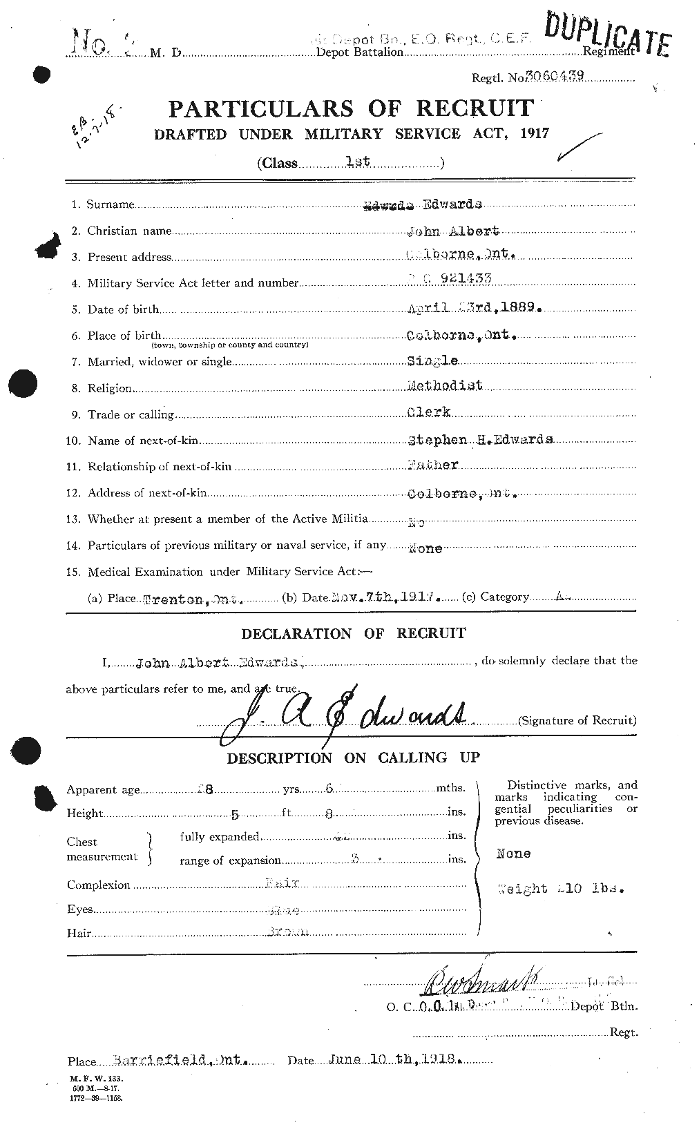 Personnel Records of the First World War - CEF 310117a