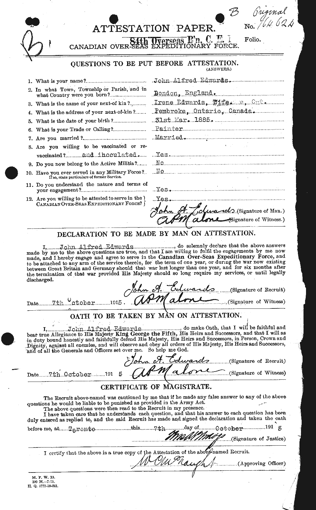 Personnel Records of the First World War - CEF 310119a