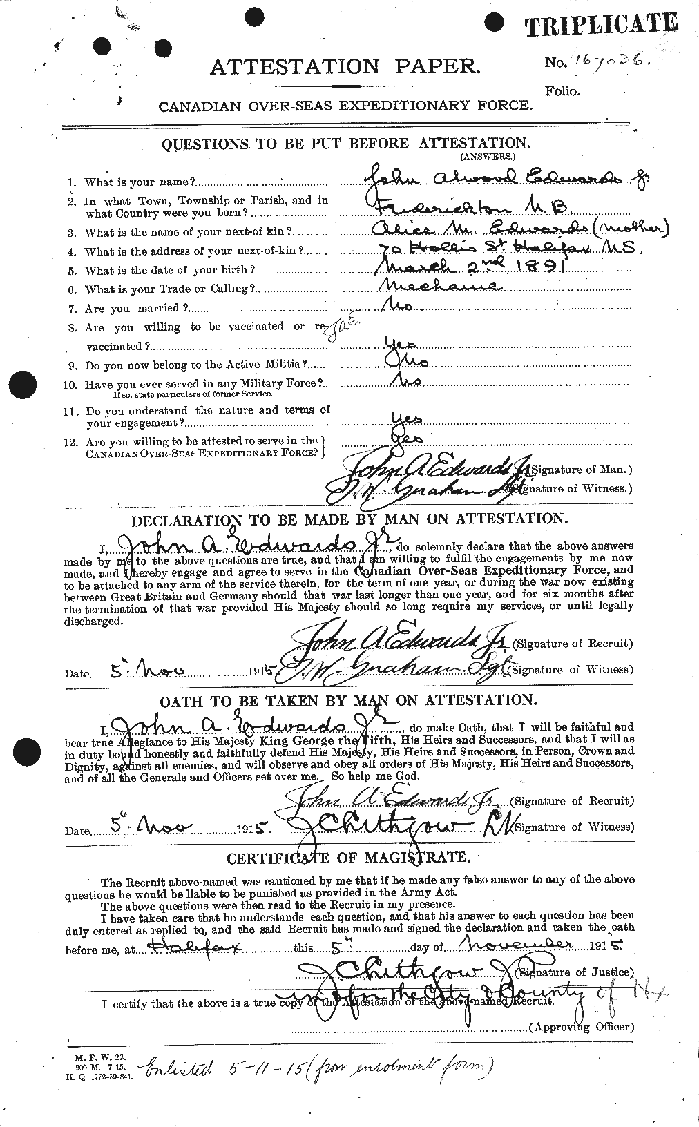 Personnel Records of the First World War - CEF 310120a