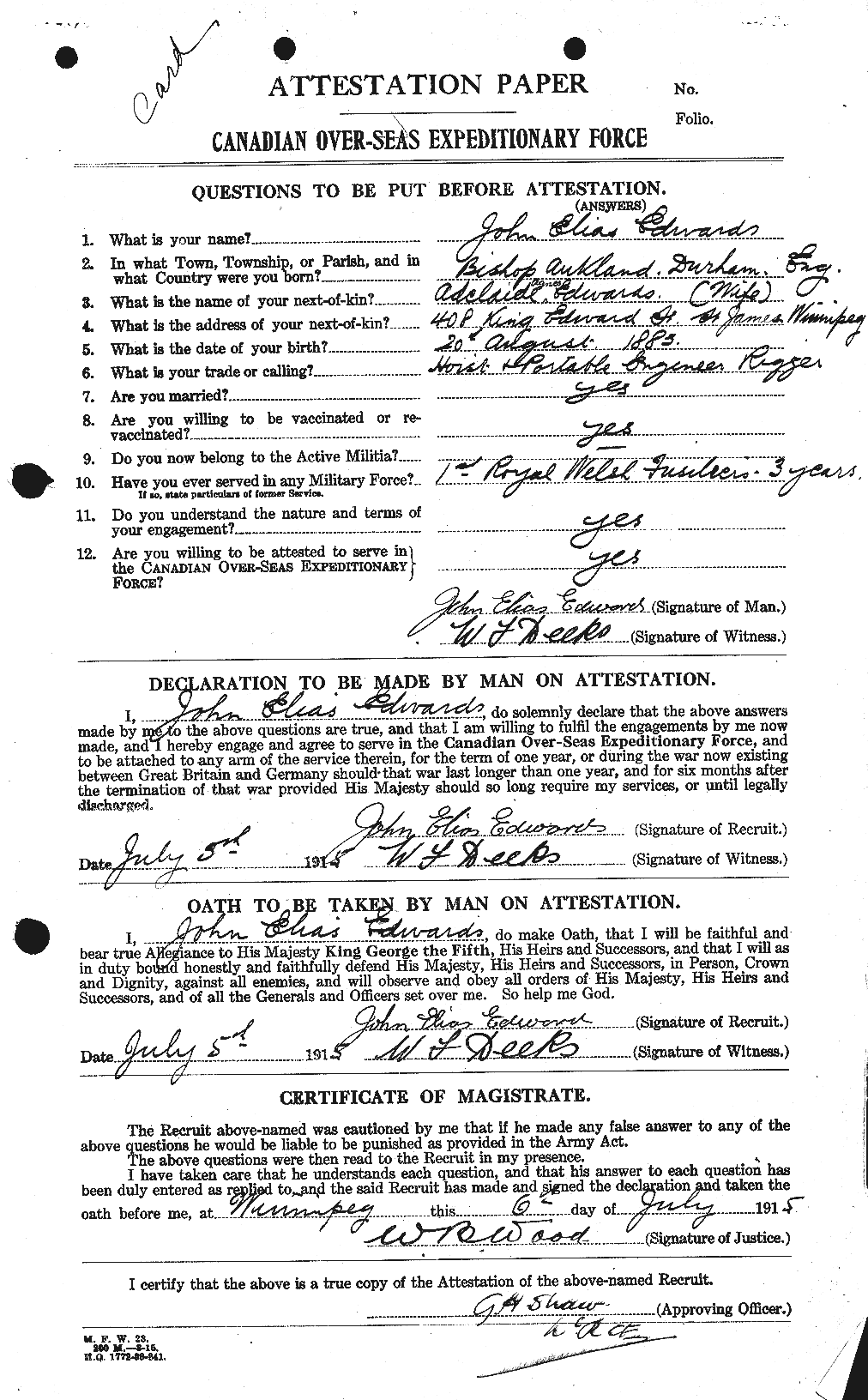 Personnel Records of the First World War - CEF 310128a