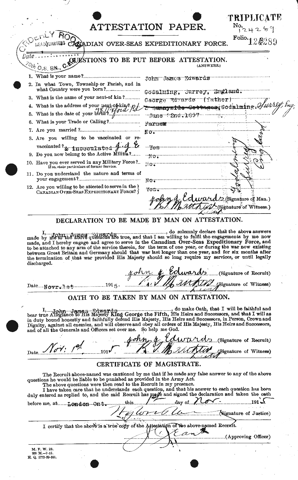Personnel Records of the First World War - CEF 310140a