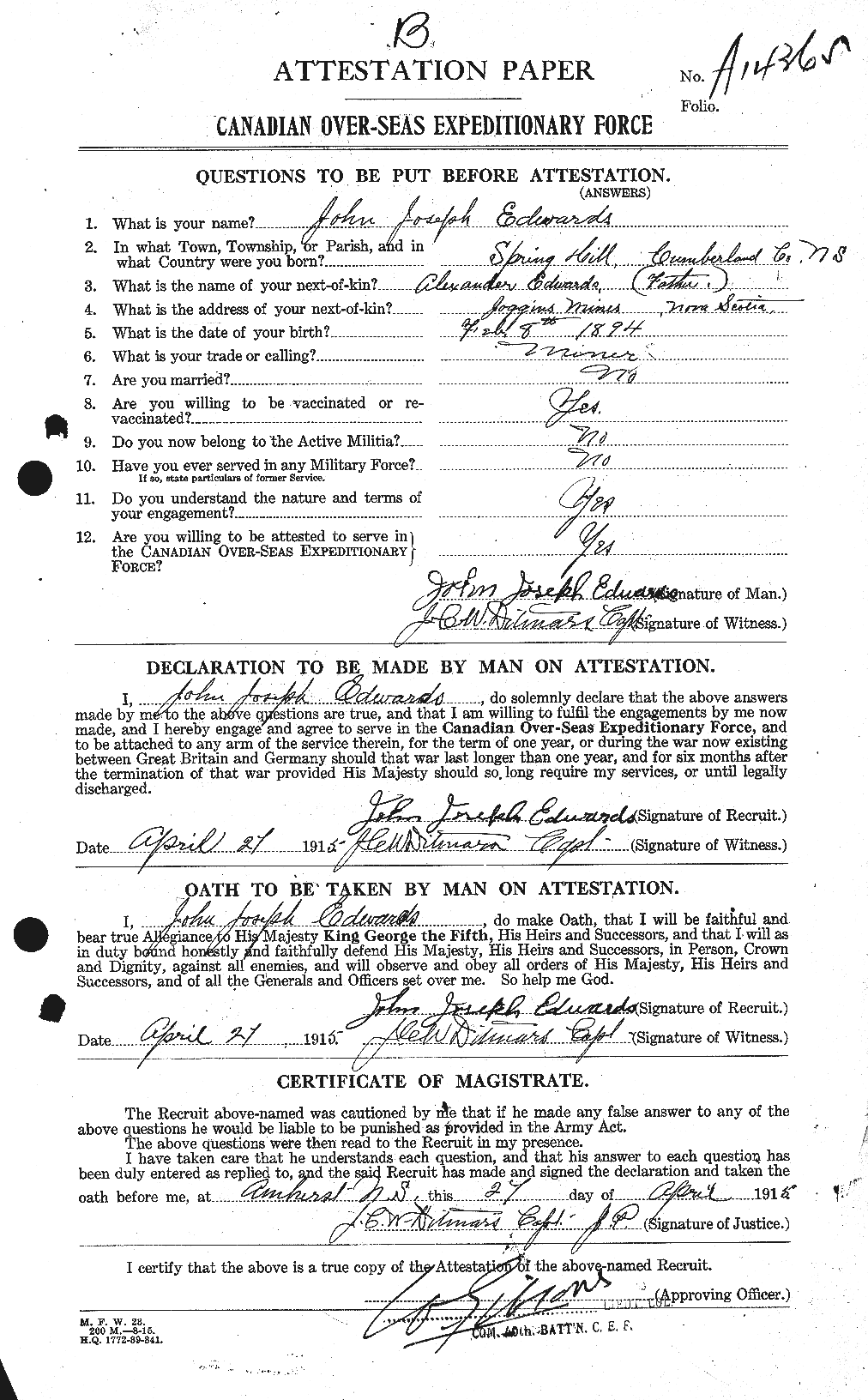 Personnel Records of the First World War - CEF 310142a