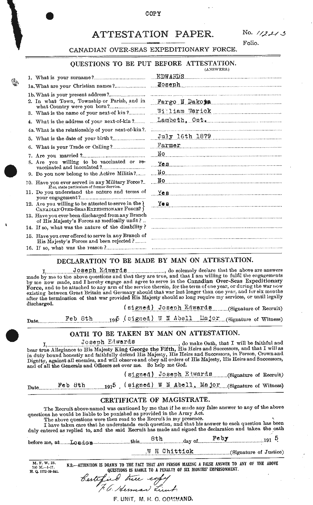 Personnel Records of the First World War - CEF 310177a
