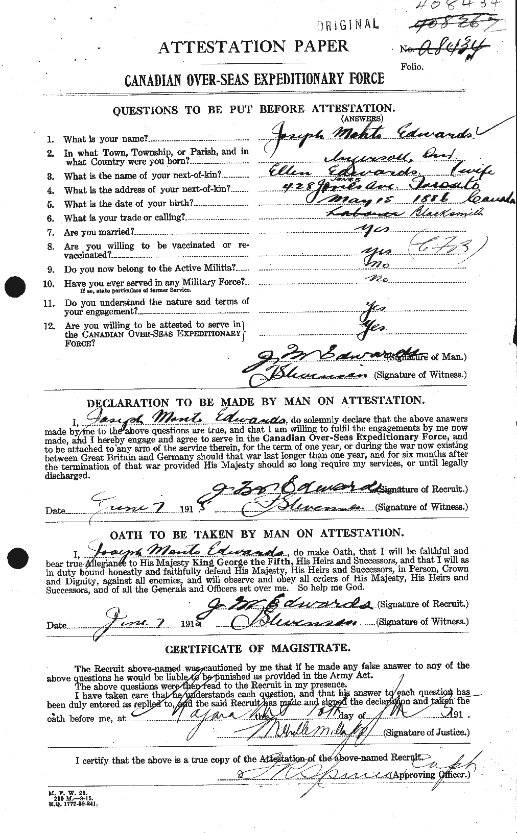 Personnel Records of the First World War - CEF 310182a