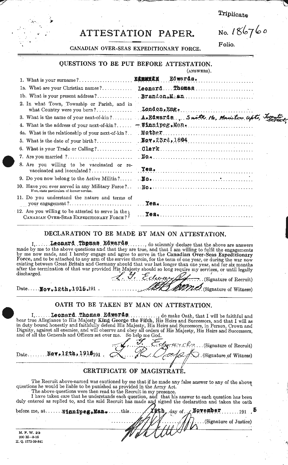 Personnel Records of the First World War - CEF 310197a