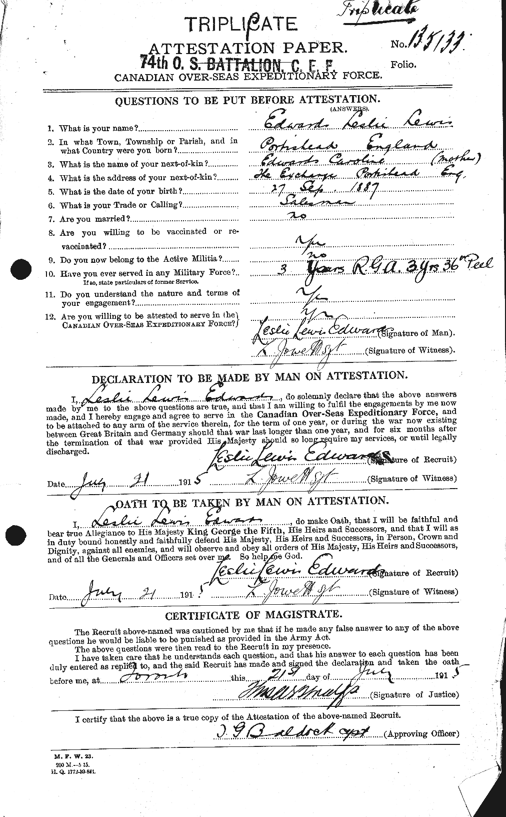 Personnel Records of the First World War - CEF 310199a
