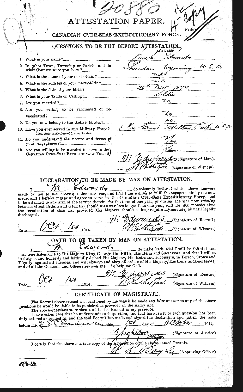 Personnel Records of the First World War - CEF 310209a