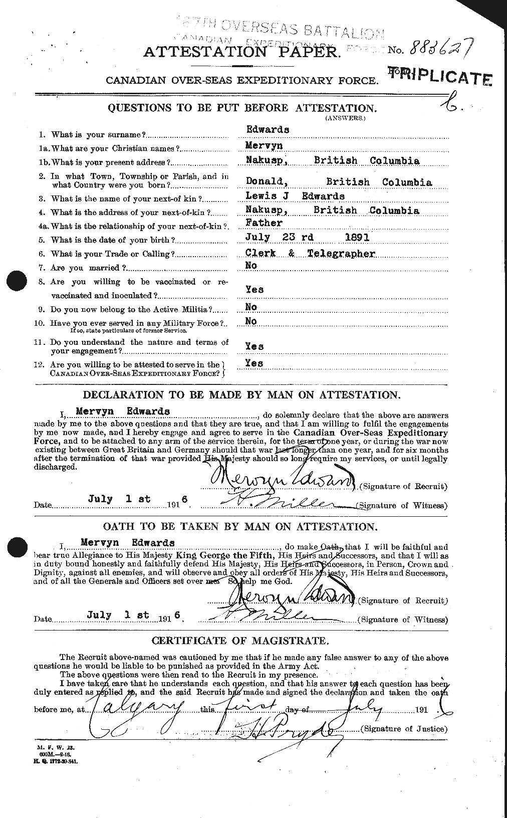 Personnel Records of the First World War - CEF 310216a