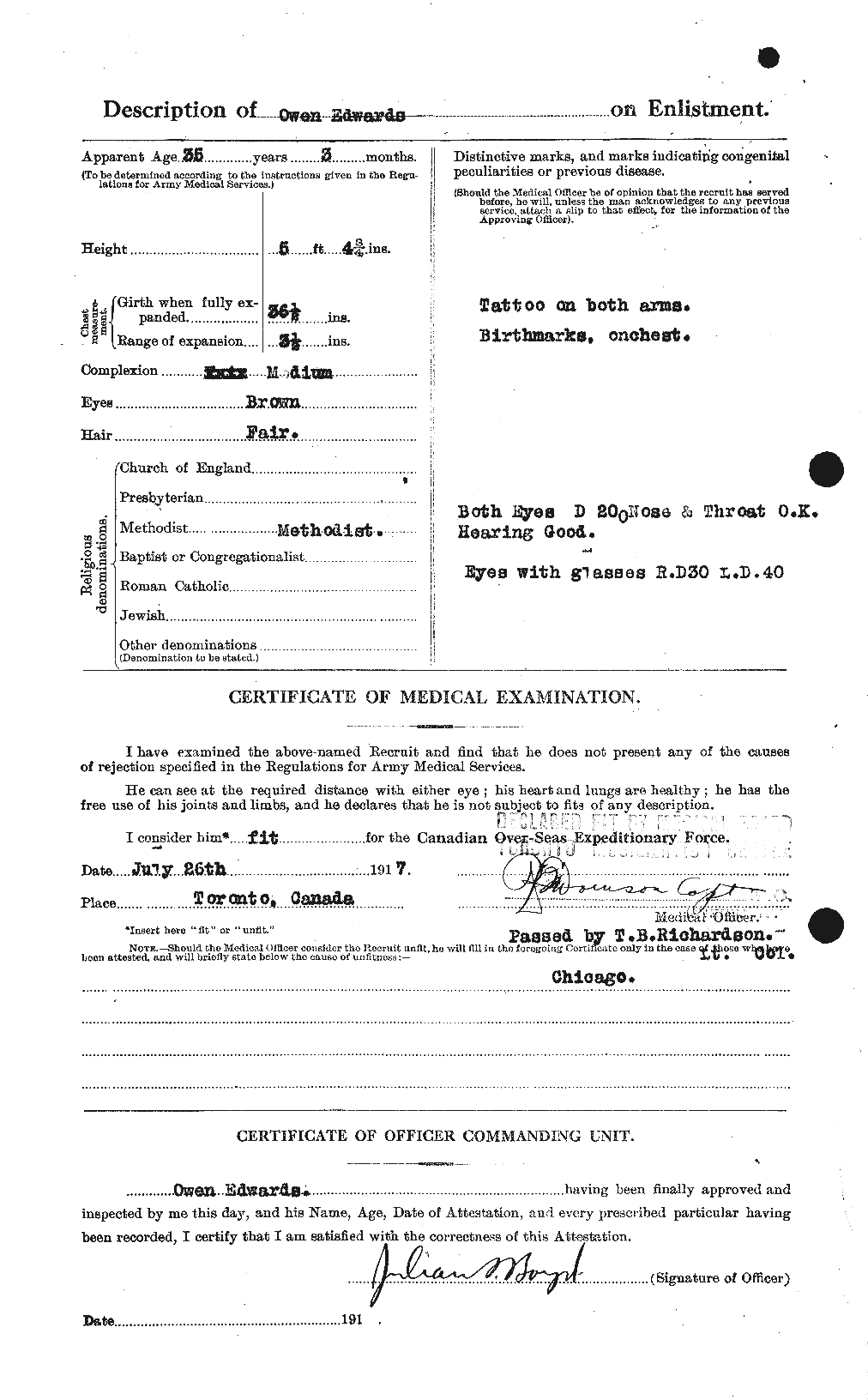Dossiers du Personnel de la Première Guerre mondiale - CEC 310228b
