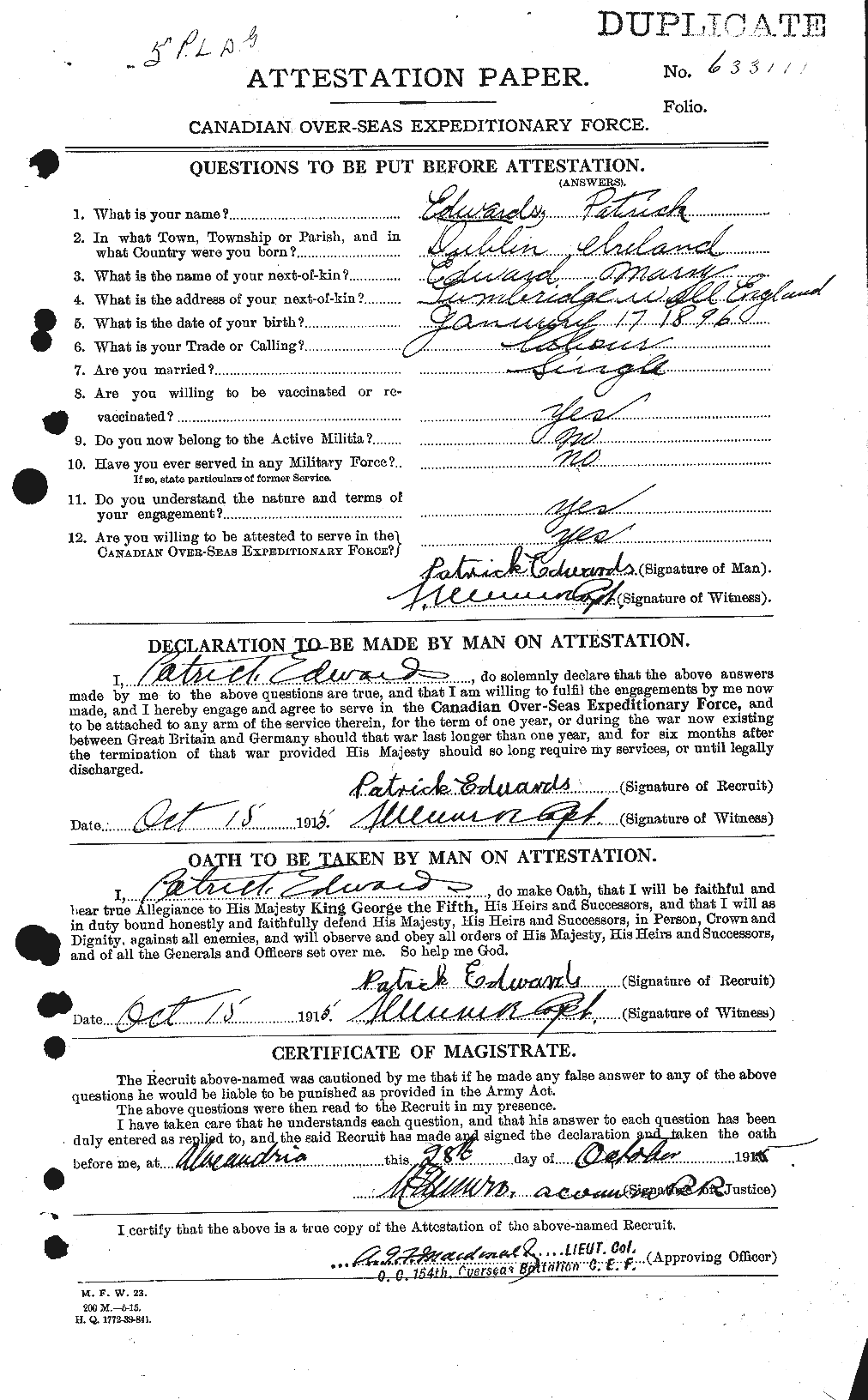Personnel Records of the First World War - CEF 310231a