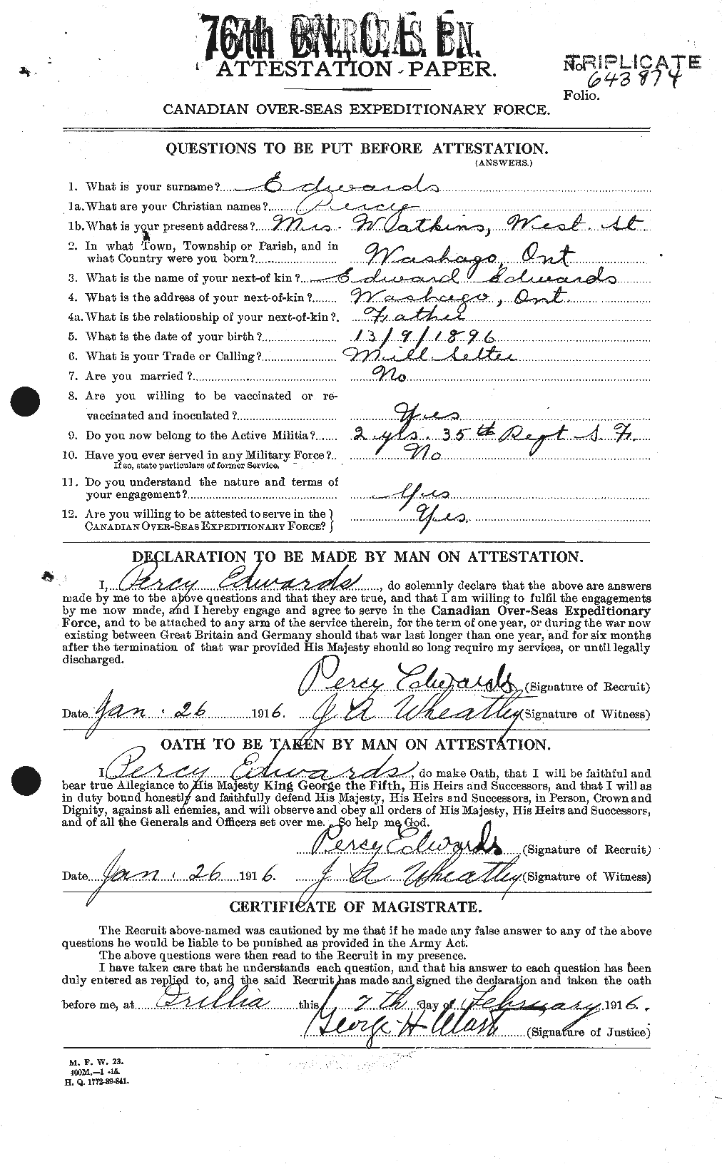 Personnel Records of the First World War - CEF 310233a