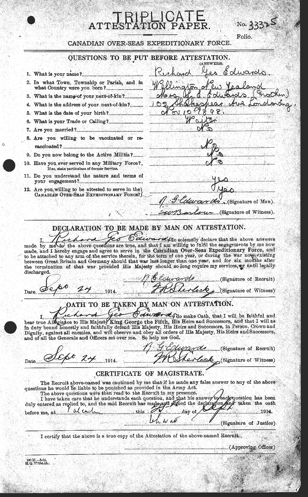 Personnel Records of the First World War - CEF 310260a