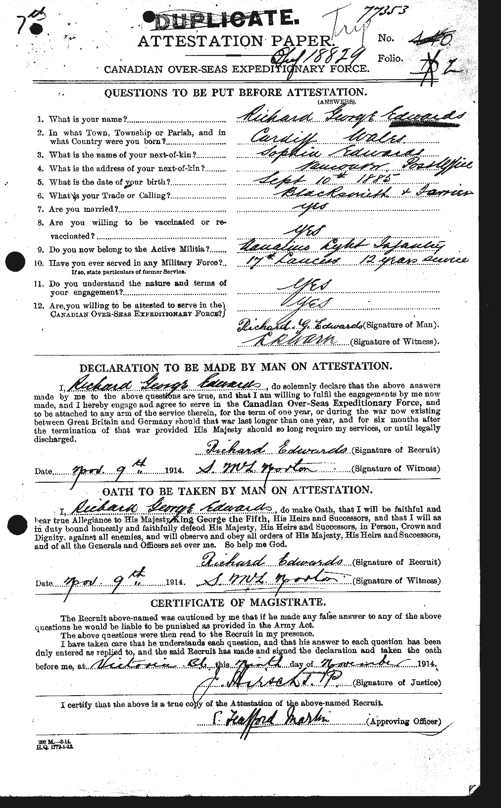 Personnel Records of the First World War - CEF 310261a