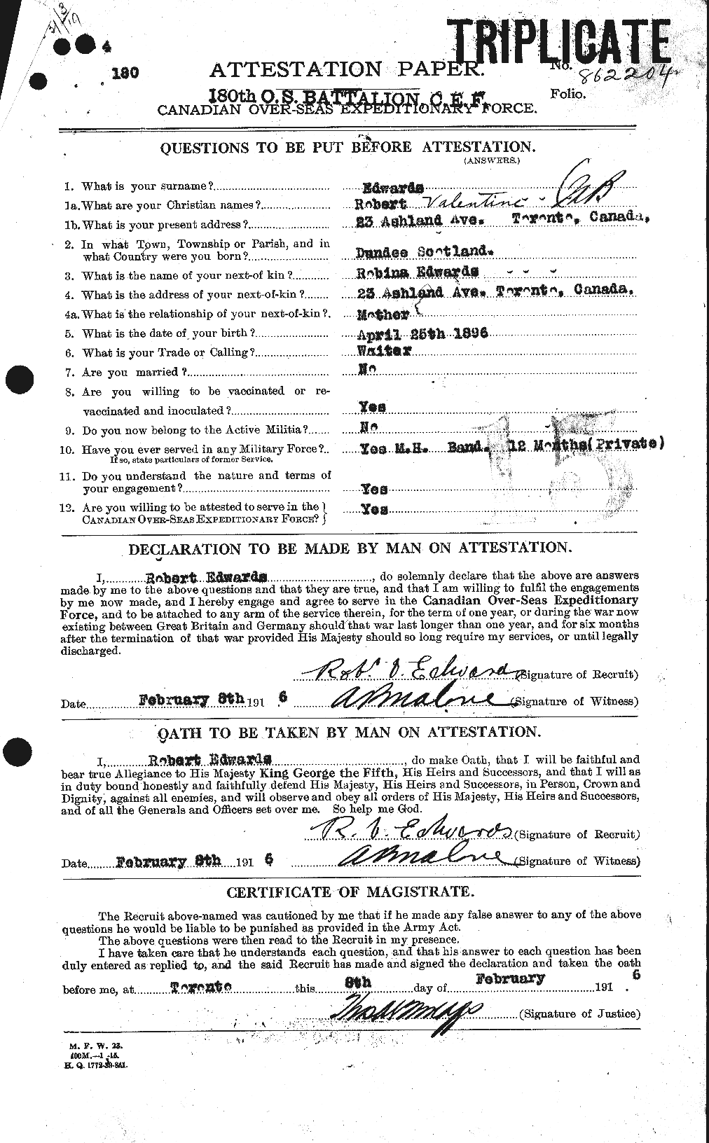 Personnel Records of the First World War - CEF 310285a