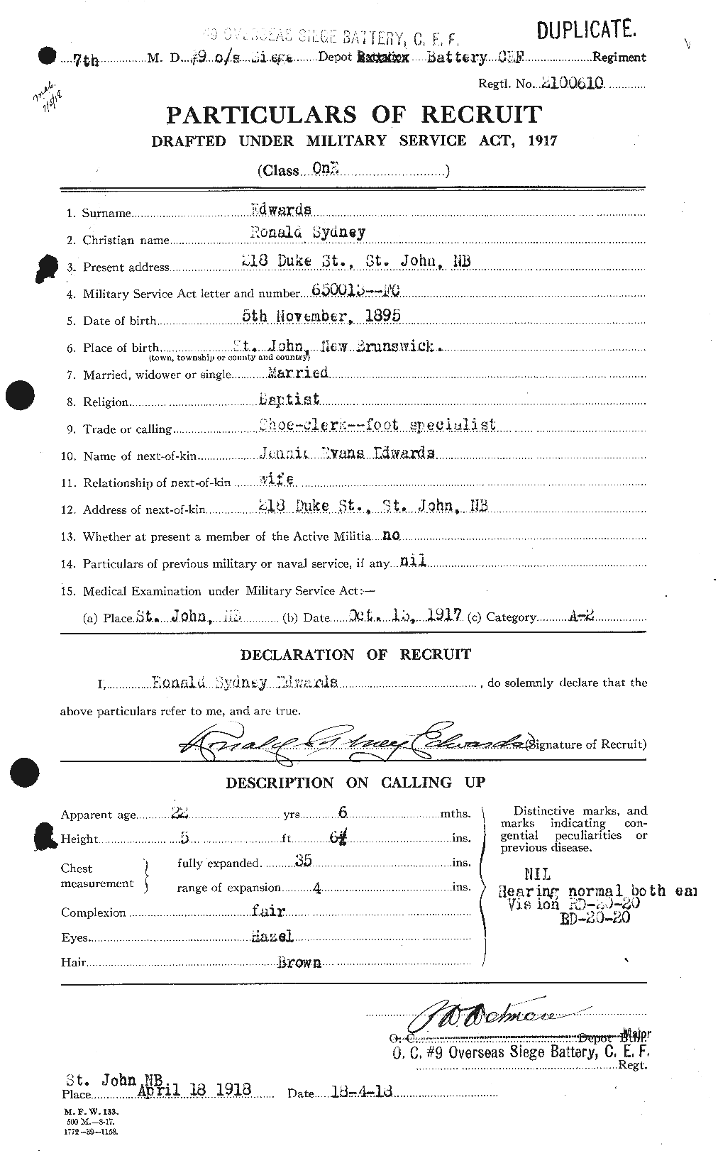 Personnel Records of the First World War - CEF 310295a