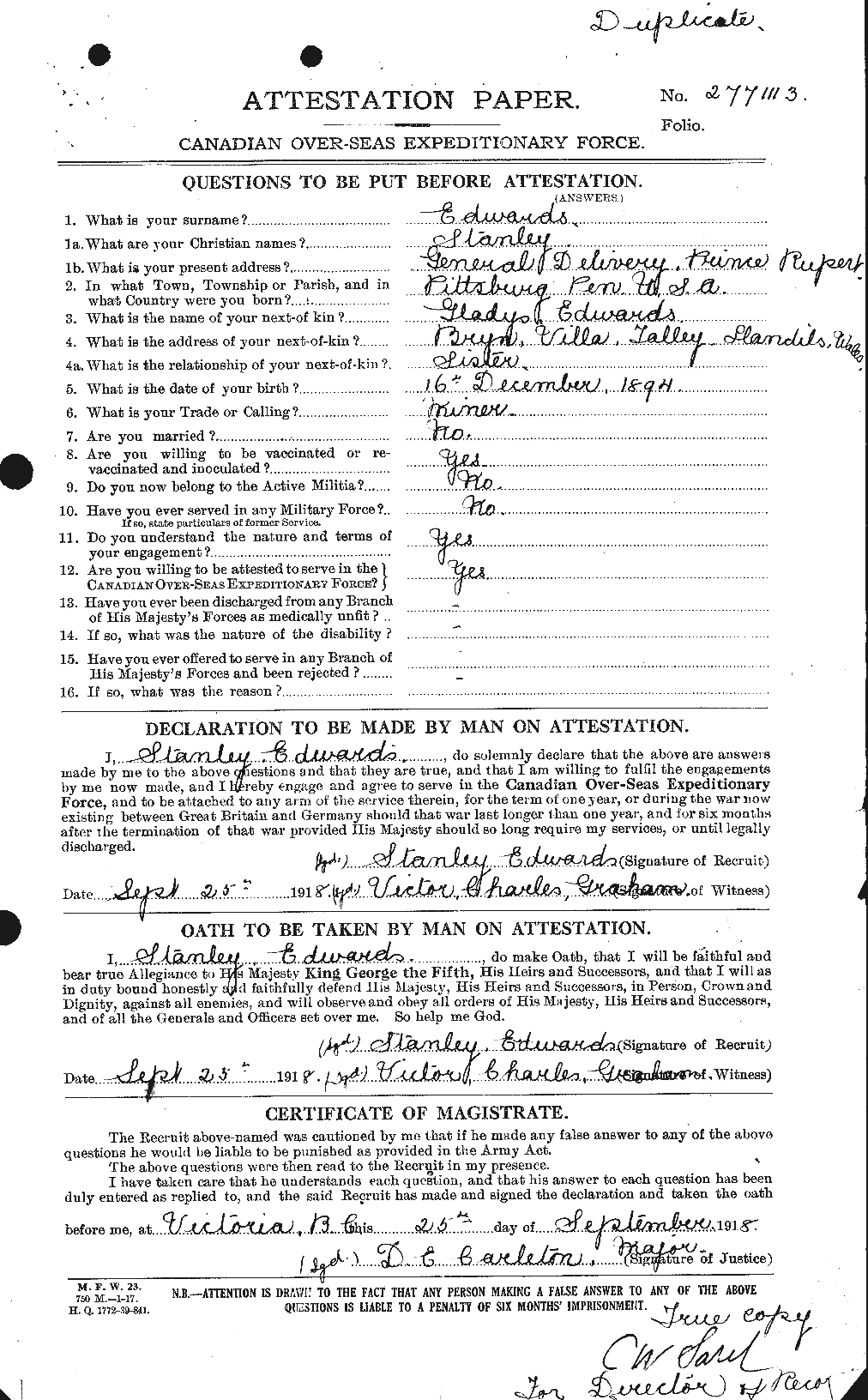 Personnel Records of the First World War - CEF 310316a