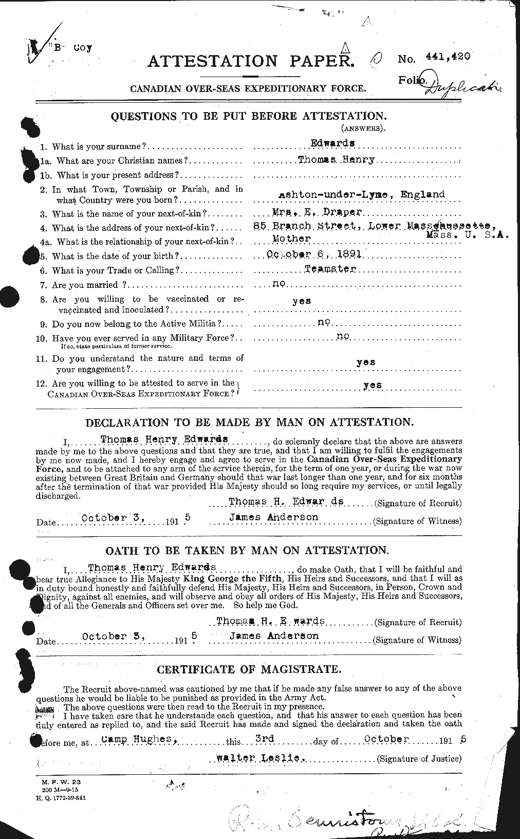 Personnel Records of the First World War - CEF 310347a