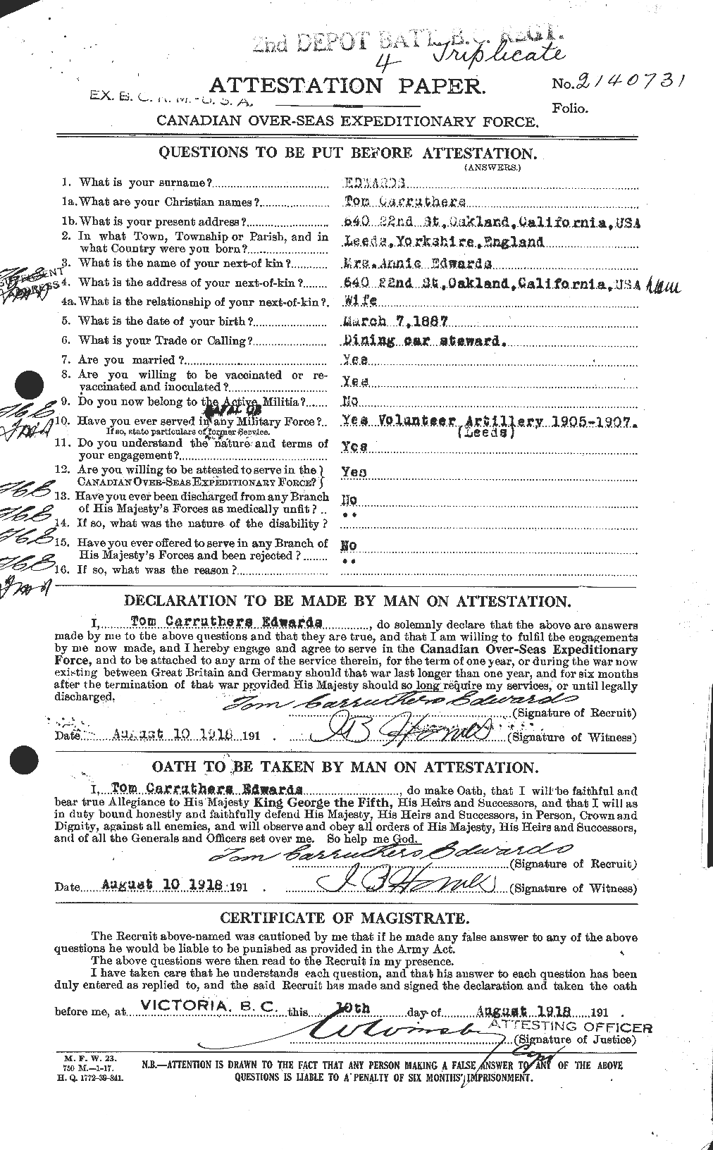 Personnel Records of the First World War - CEF 310361a