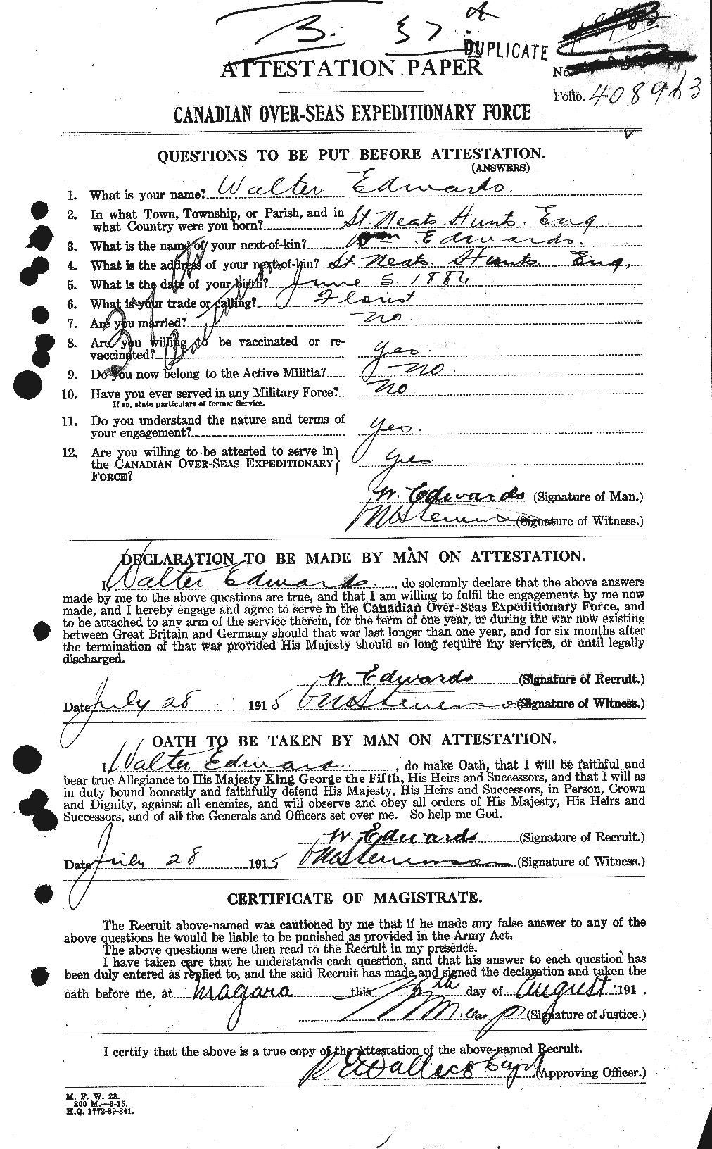 Personnel Records of the First World War - CEF 310364a