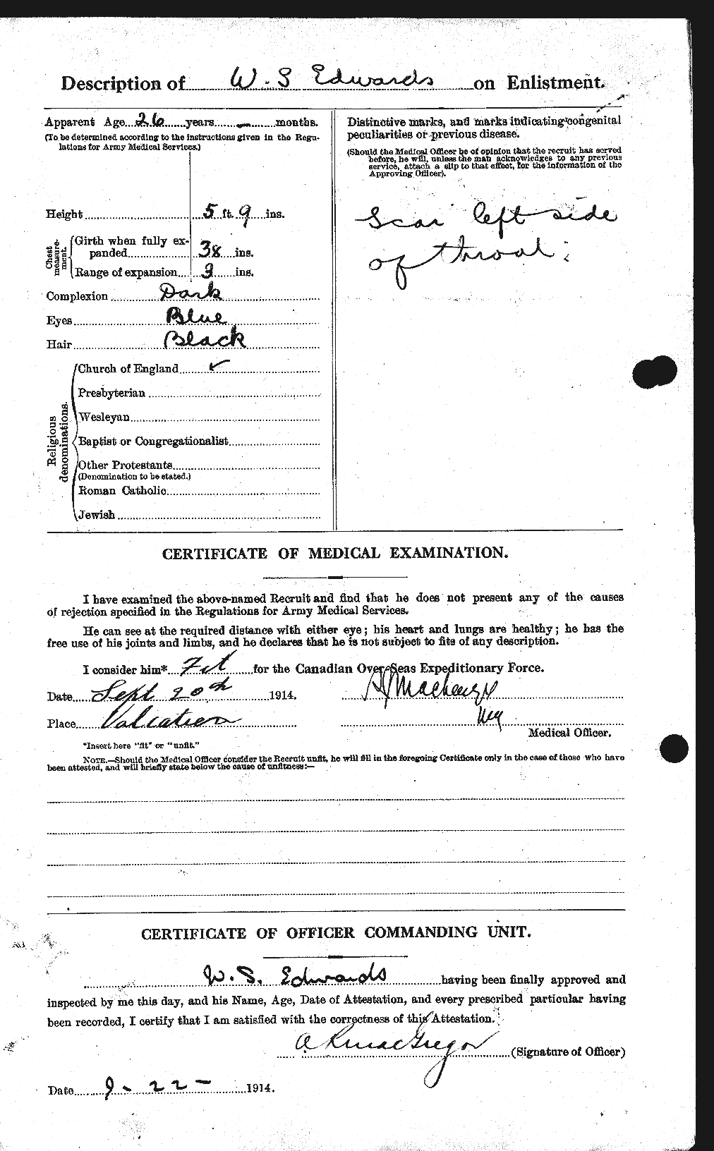 Dossiers du Personnel de la Première Guerre mondiale - CEC 310378b