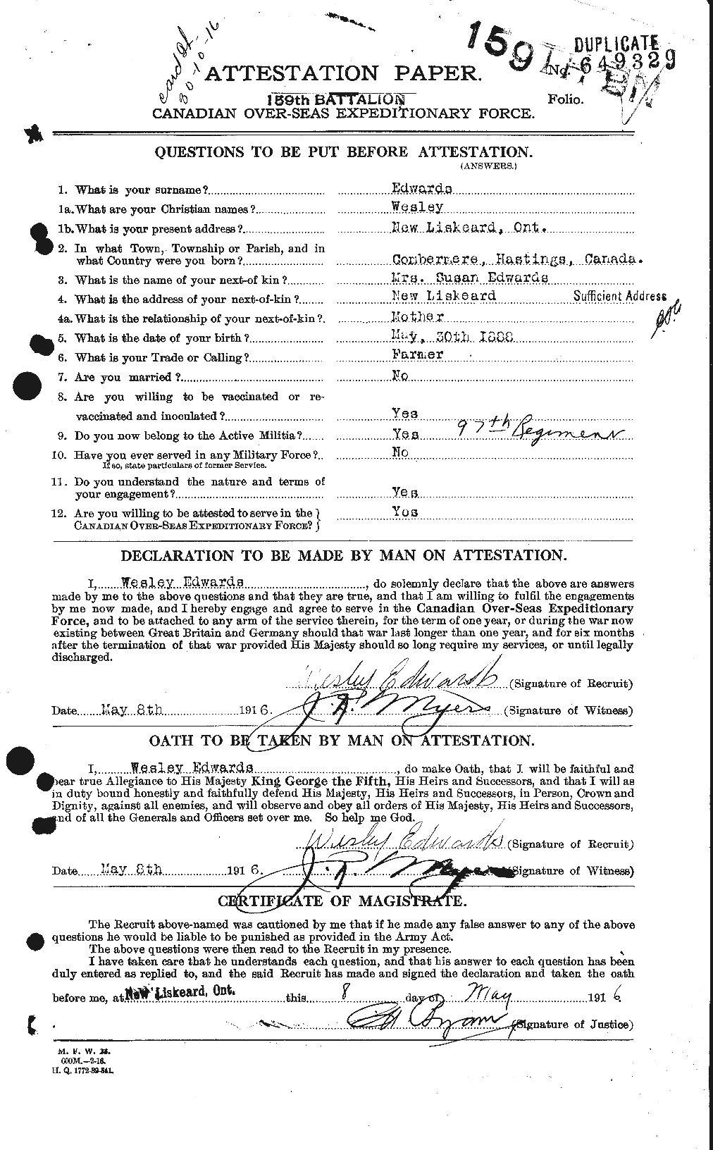 Personnel Records of the First World War - CEF 310381a