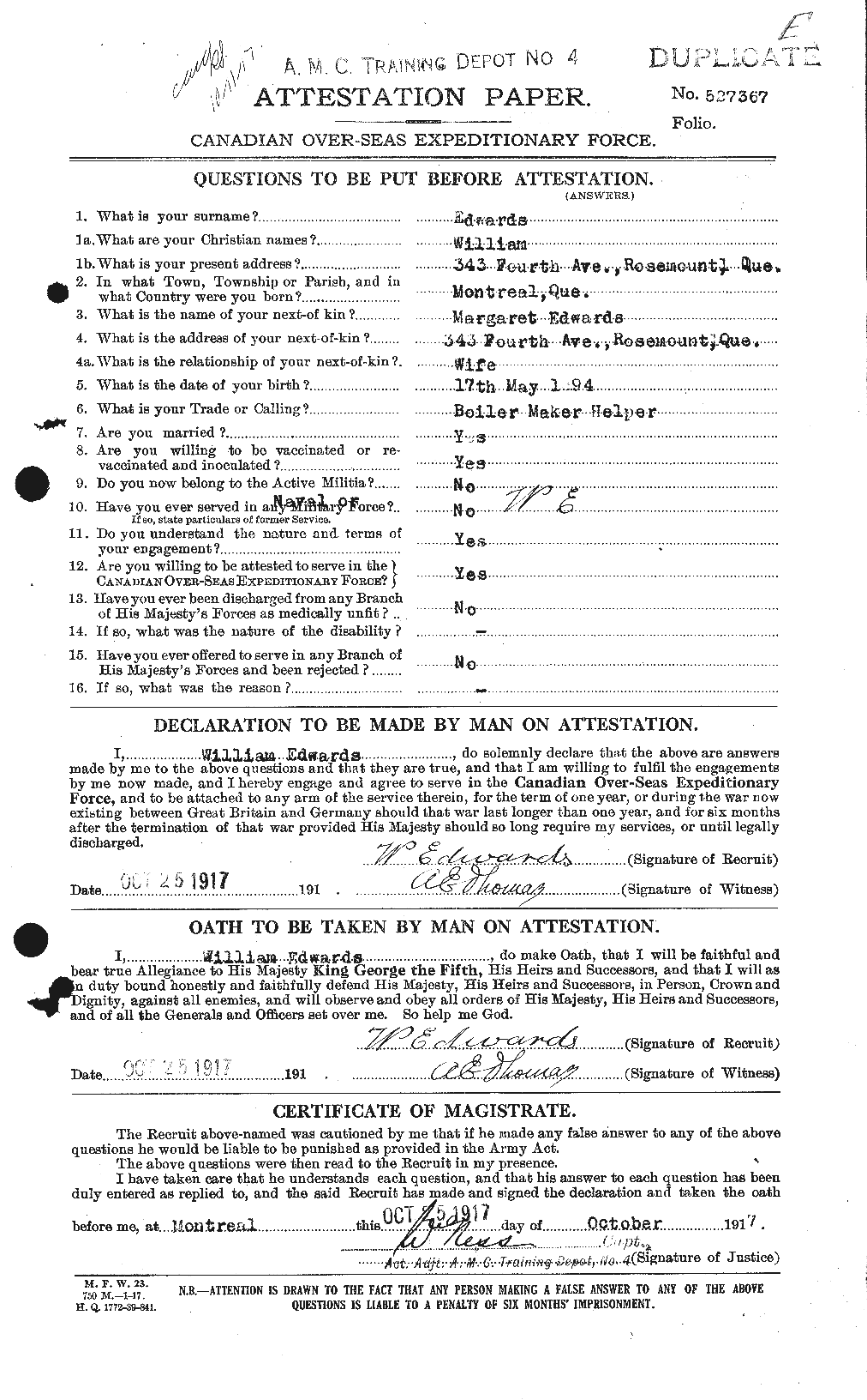 Personnel Records of the First World War - CEF 310389a