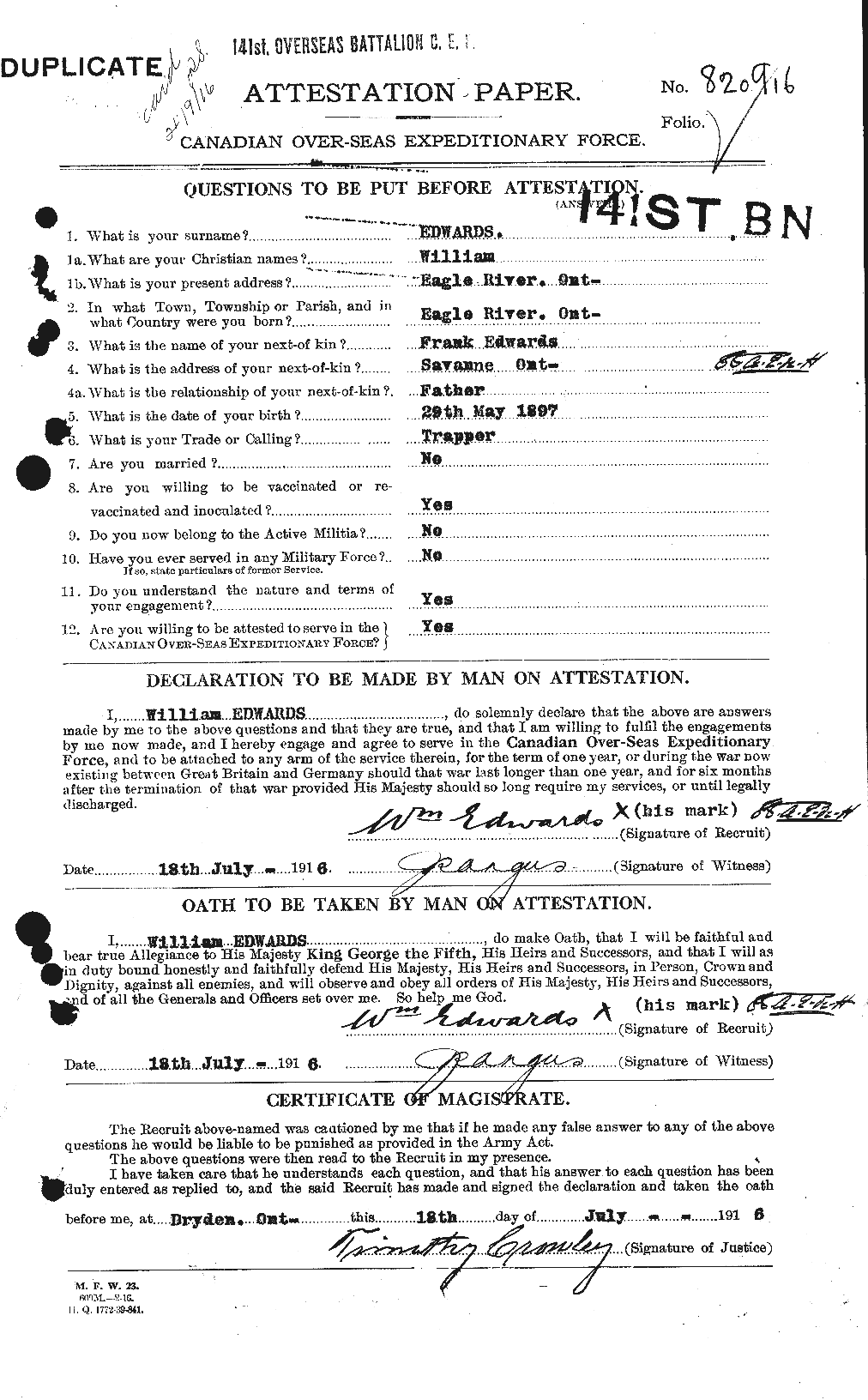 Personnel Records of the First World War - CEF 310390a
