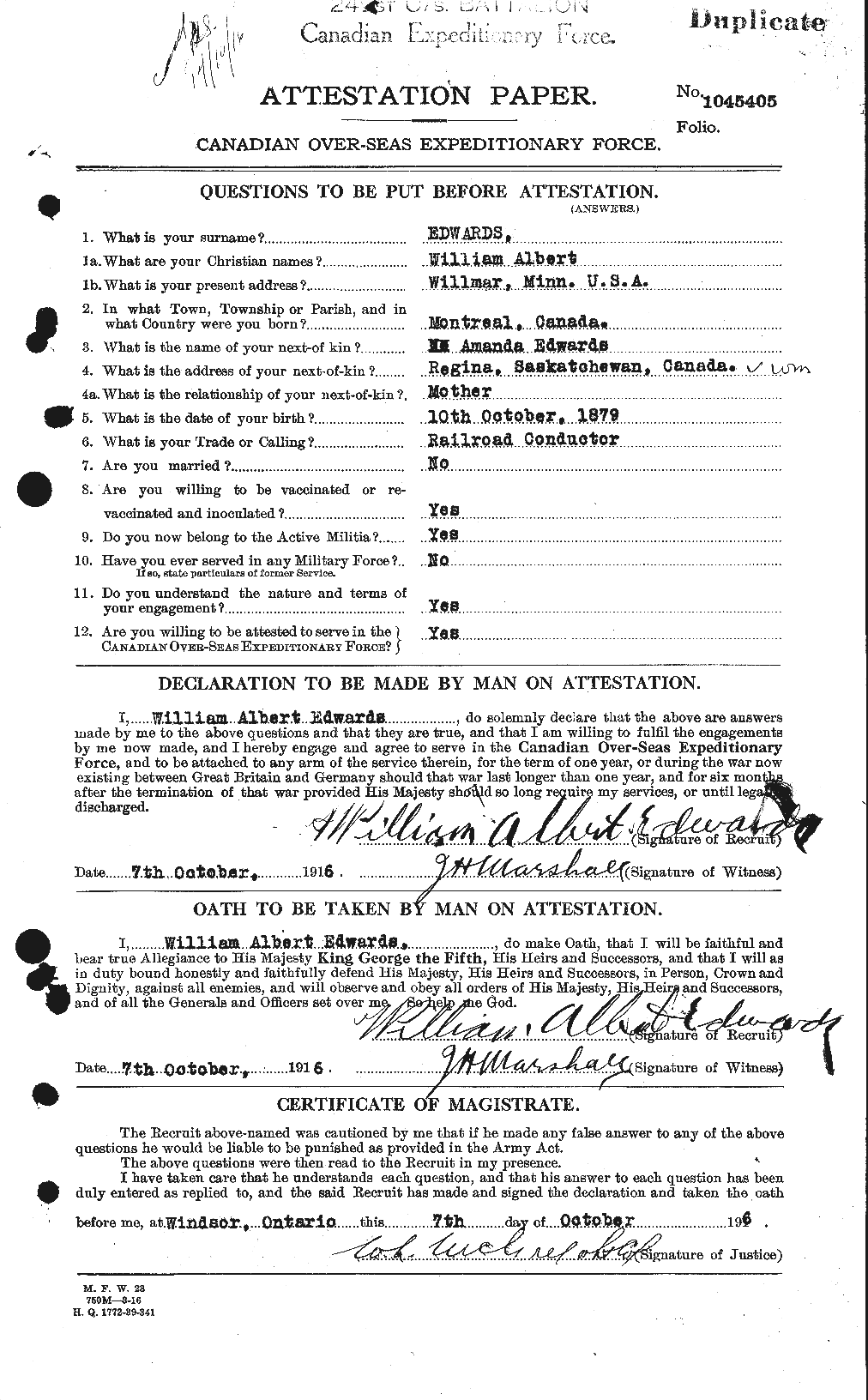 Personnel Records of the First World War - CEF 310407a
