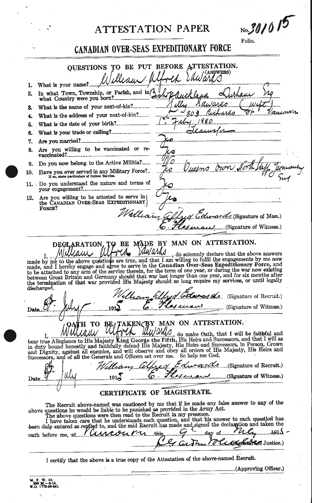 Personnel Records of the First World War - CEF 310410a