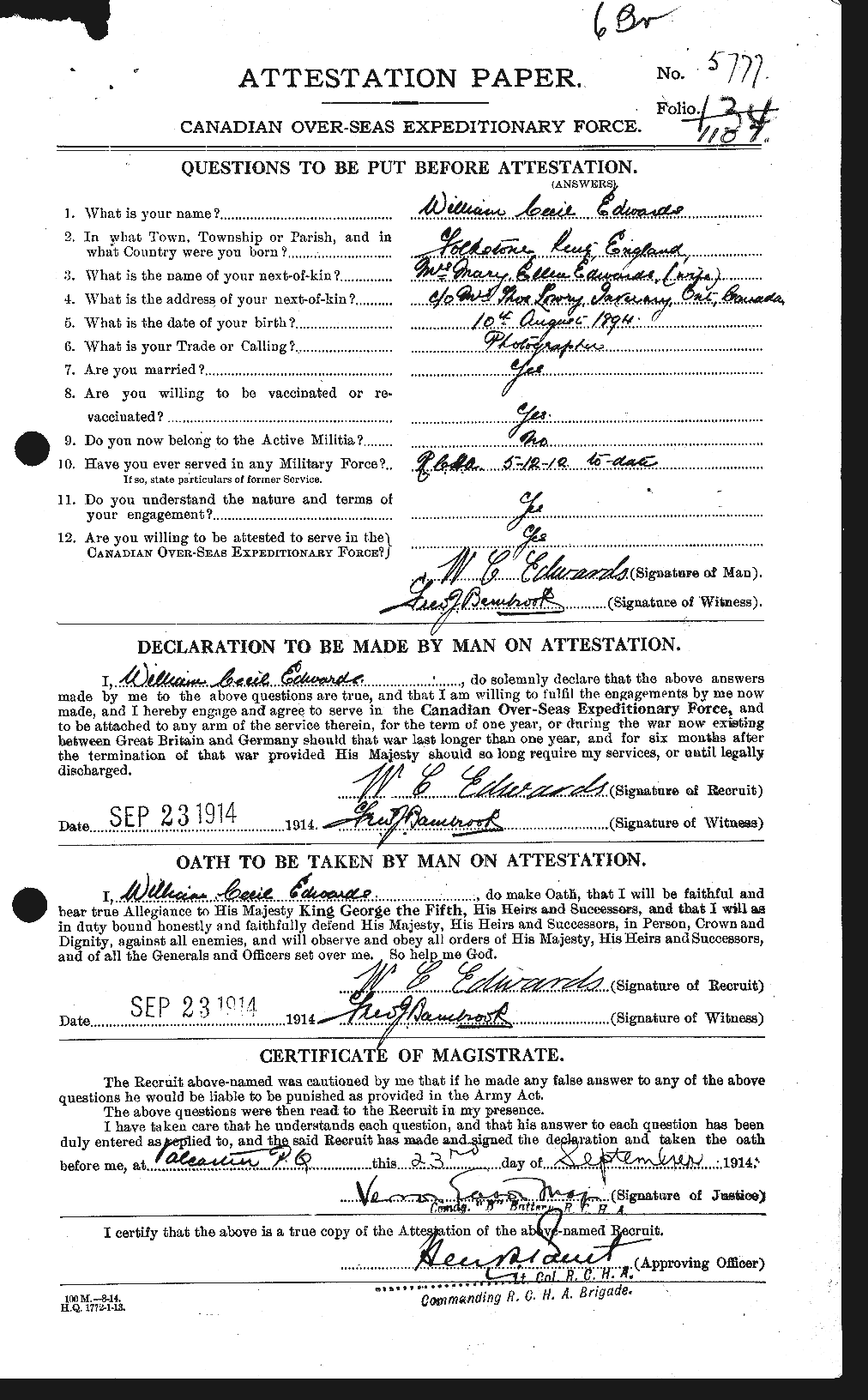Personnel Records of the First World War - CEF 310415a
