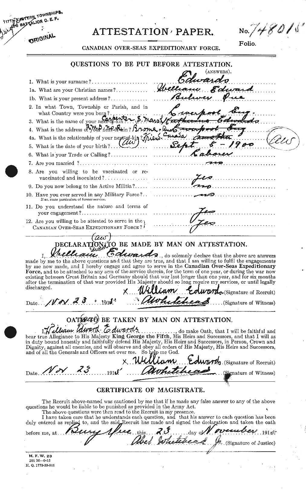 Personnel Records of the First World War - CEF 310421a