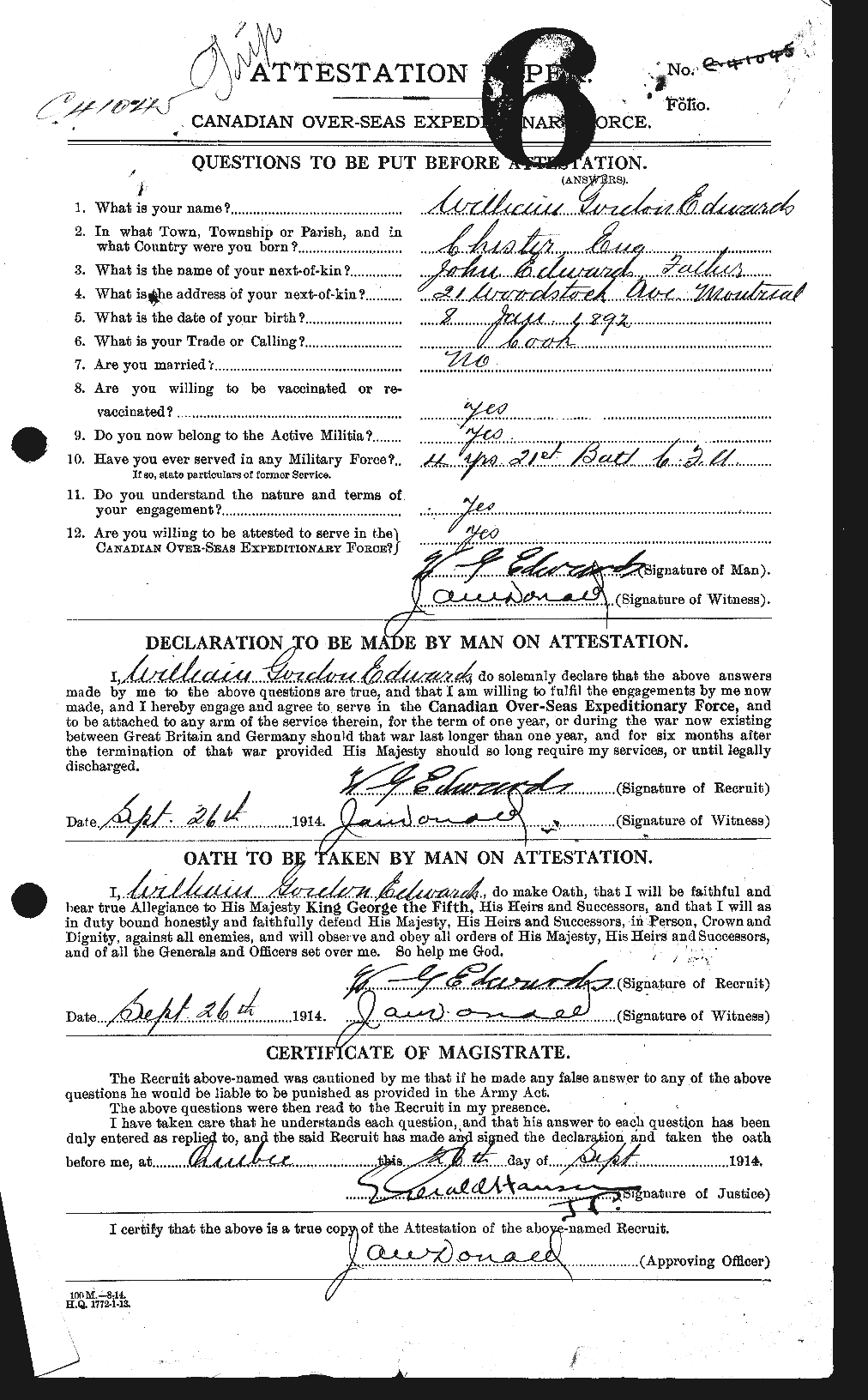 Personnel Records of the First World War - CEF 310426a