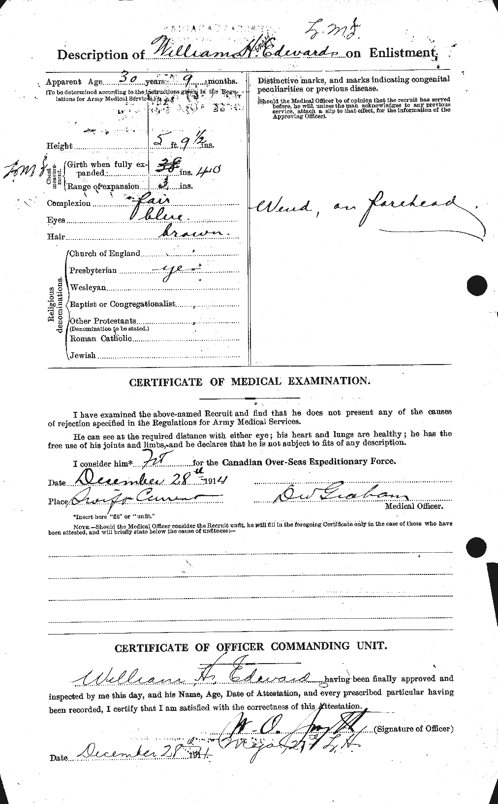 Dossiers du Personnel de la Première Guerre mondiale - CEC 310435b