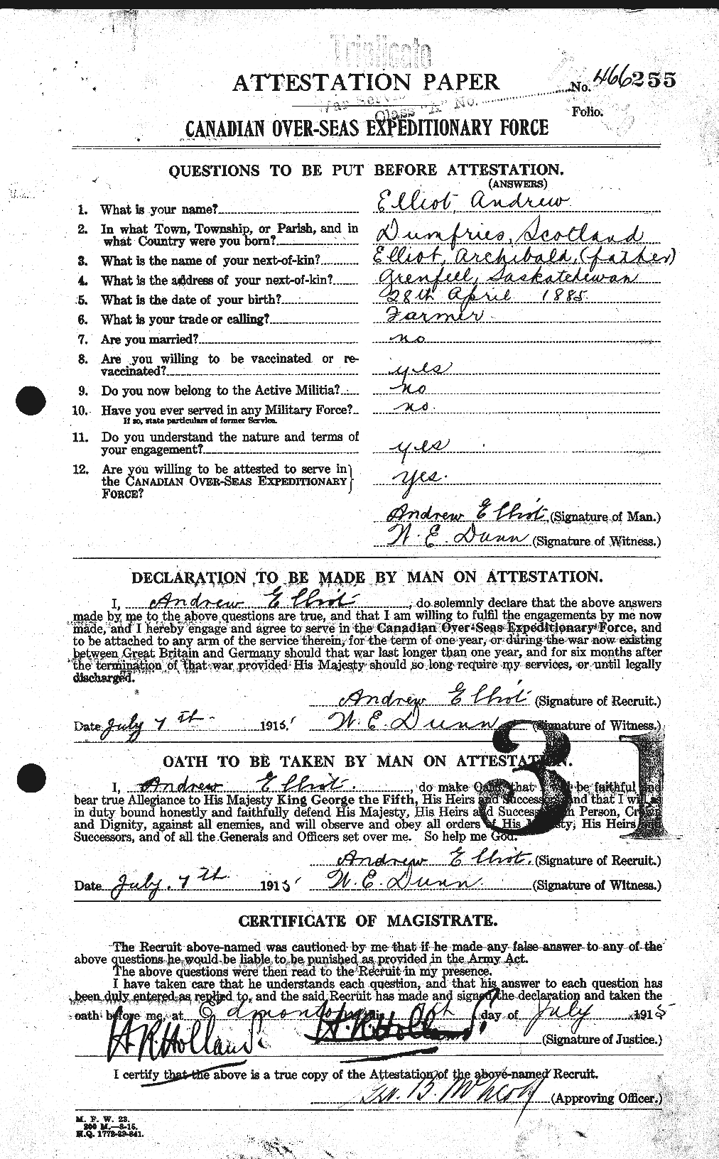 Personnel Records of the First World War - CEF 310730a