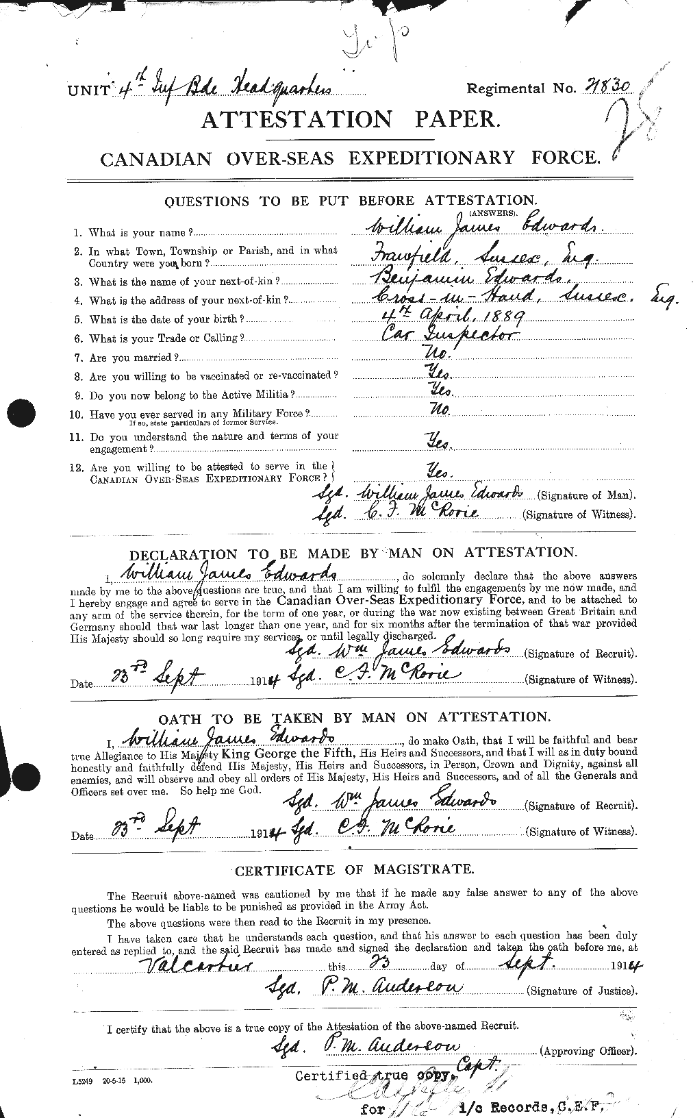 Personnel Records of the First World War - CEF 311919a