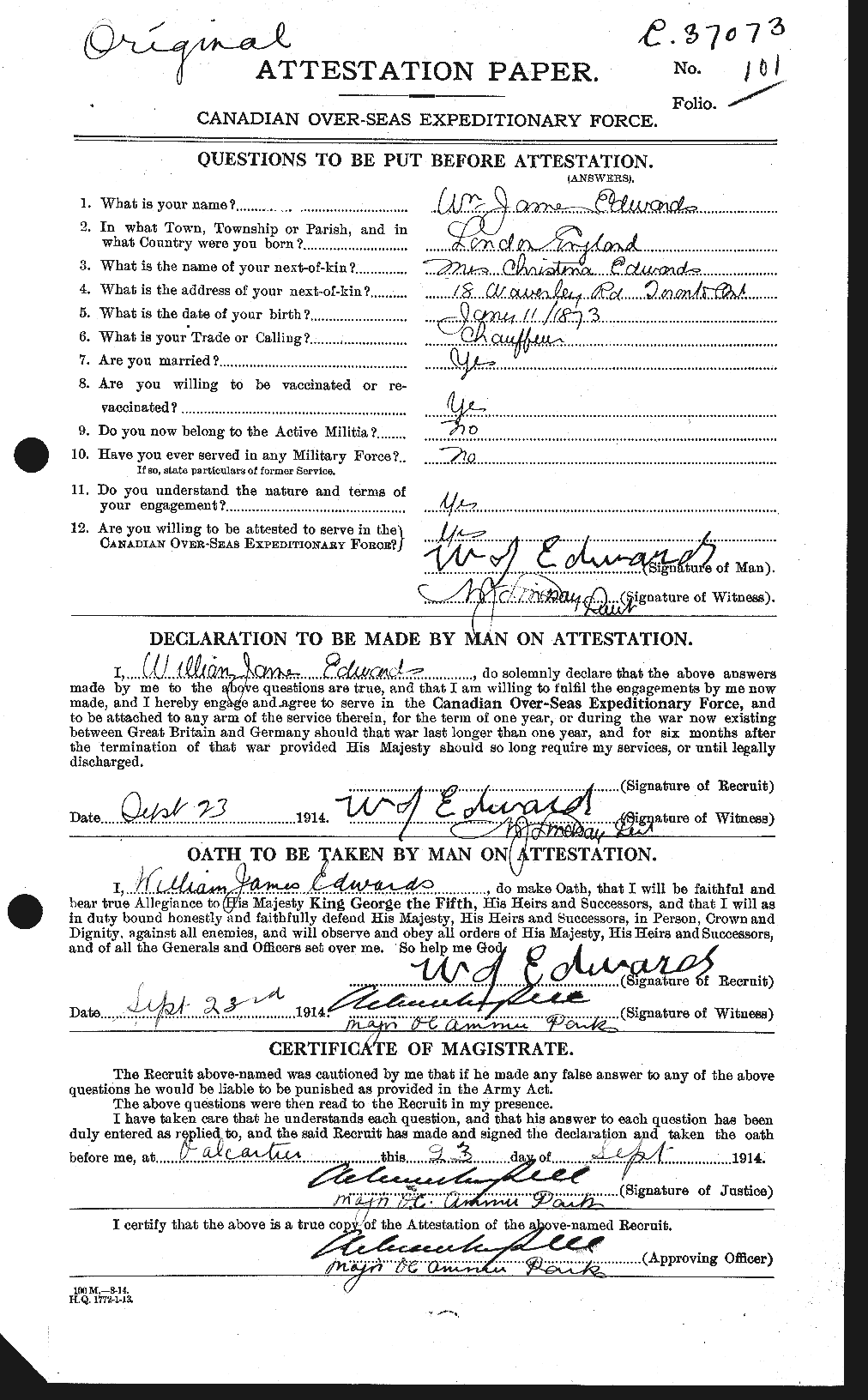 Personnel Records of the First World War - CEF 311922a