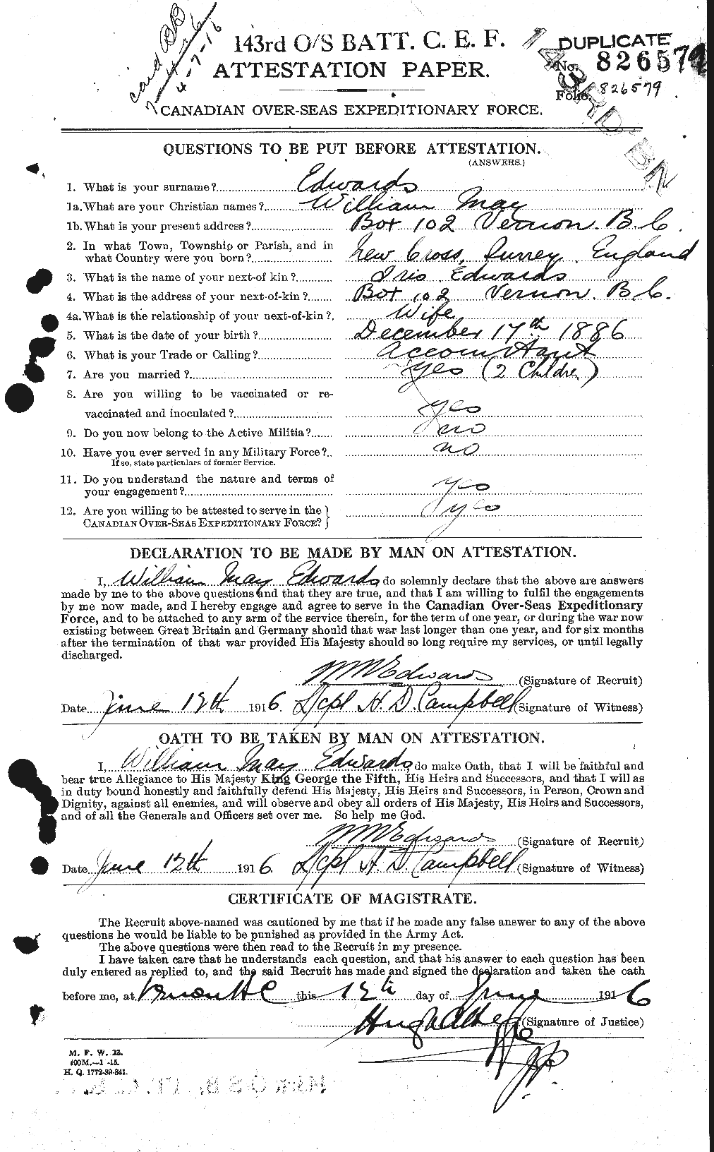 Dossiers du Personnel de la Première Guerre mondiale - CEC 311932a
