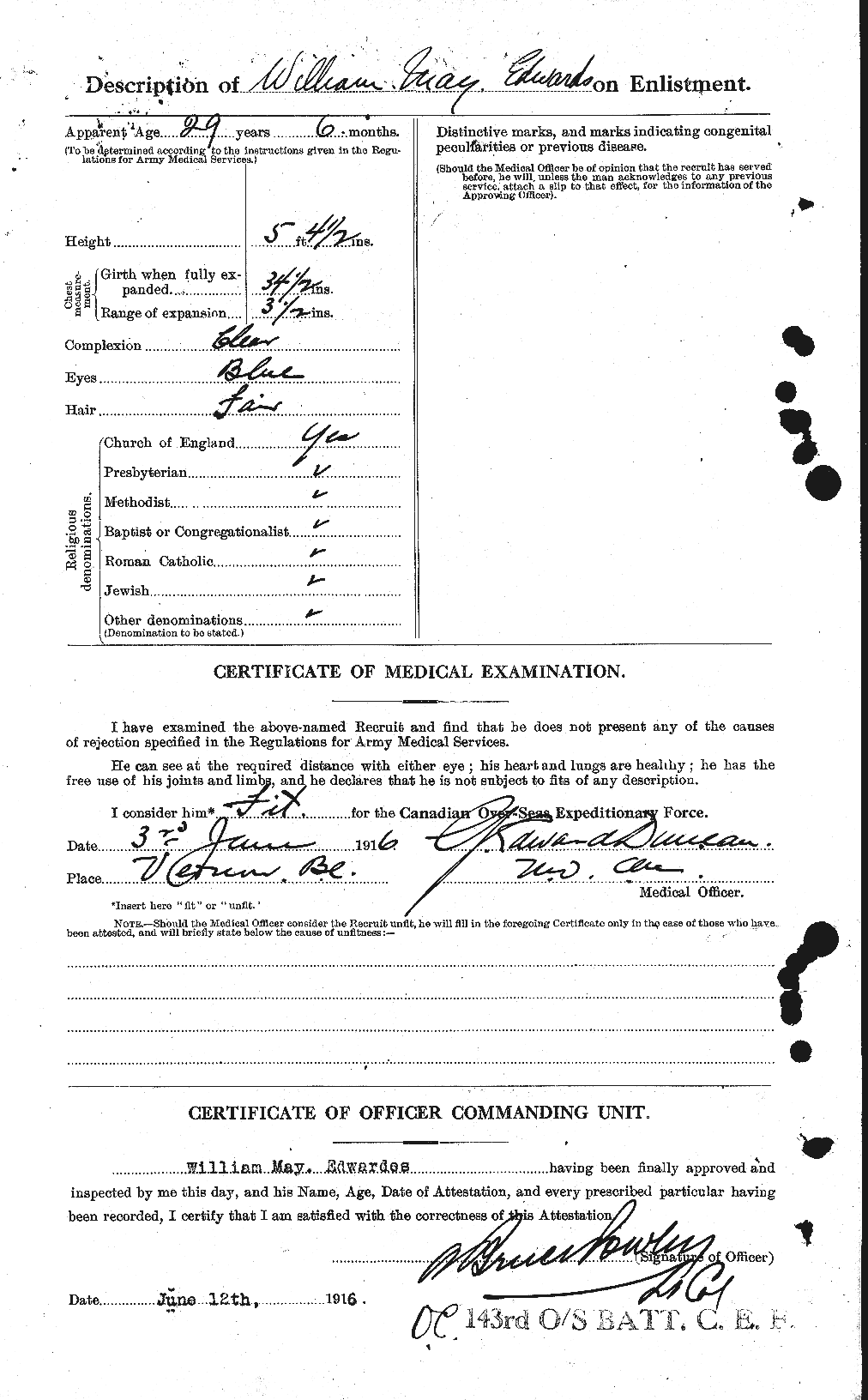 Dossiers du Personnel de la Première Guerre mondiale - CEC 311932b