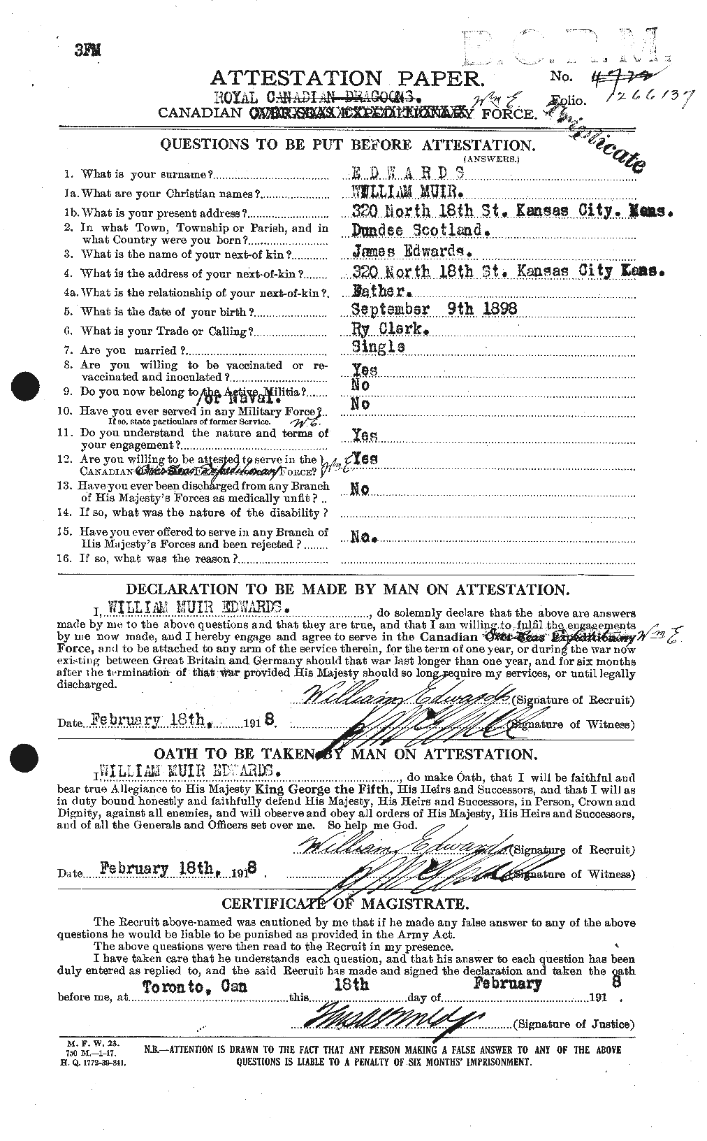 Personnel Records of the First World War - CEF 311933a